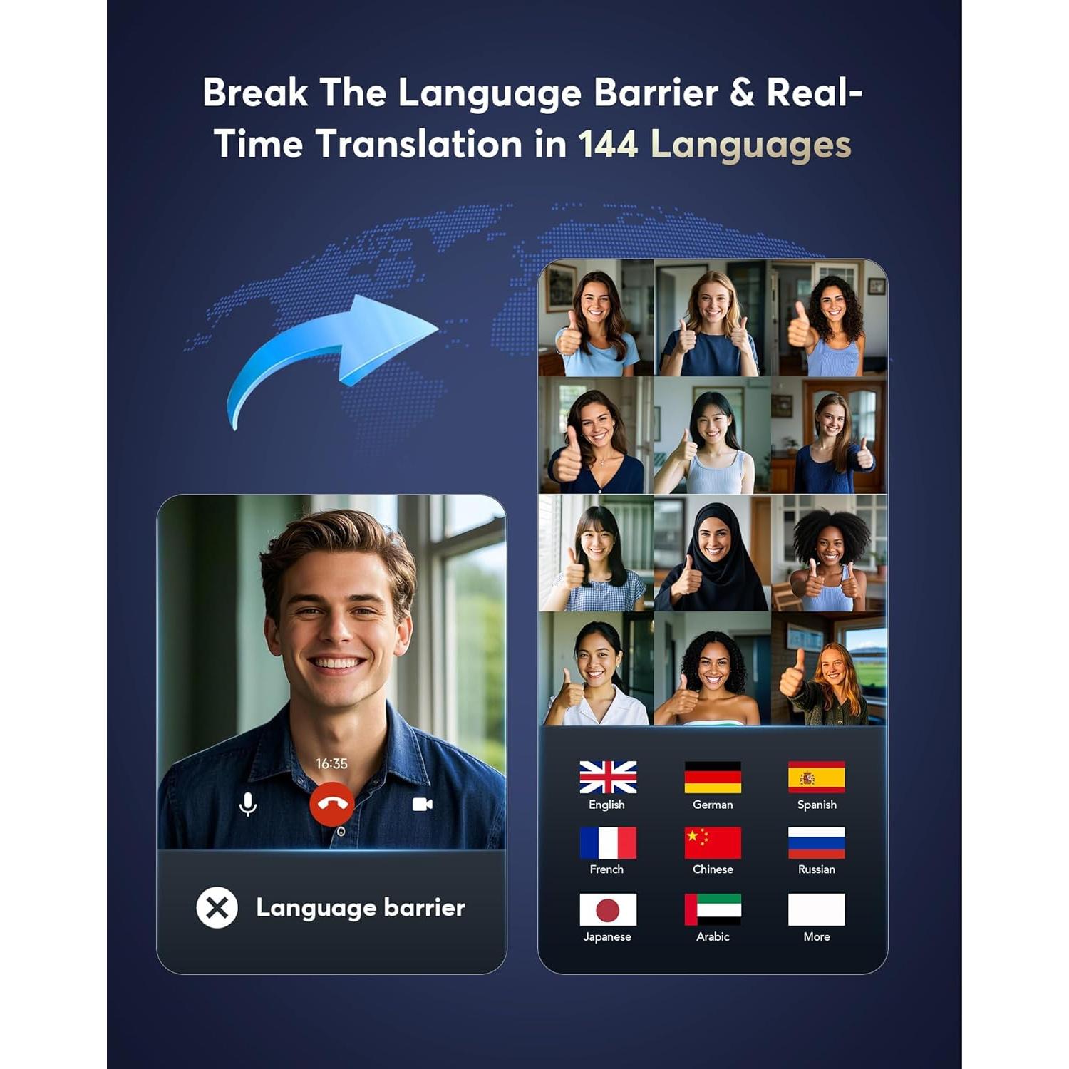 Auriculares Traductores de IA EUQQ Q10 AI1 36H Bluetooth 5.4