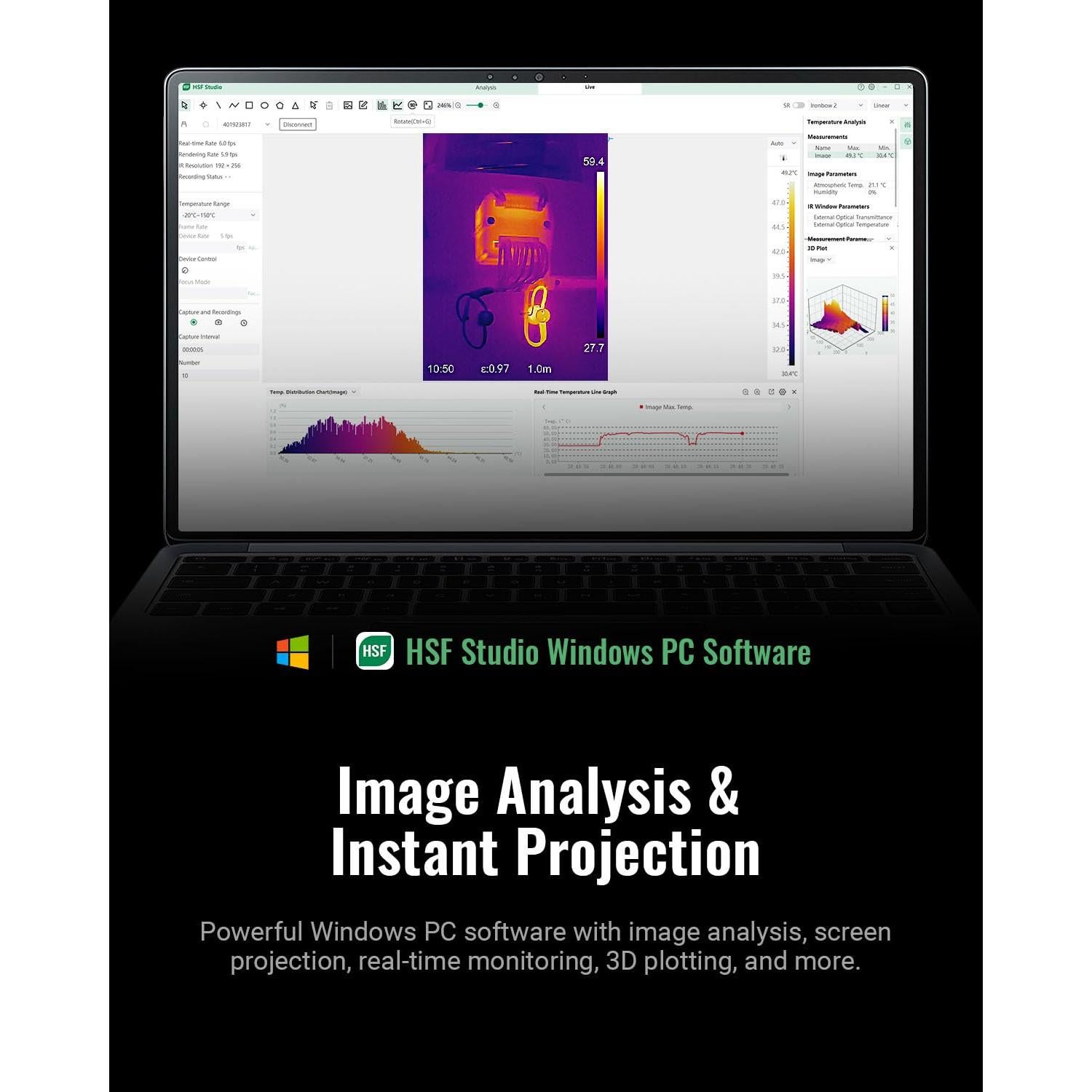 Cámara Térmica HSFTOOLS F2W 256x192 IR, 640x480, -20°C a 550°C