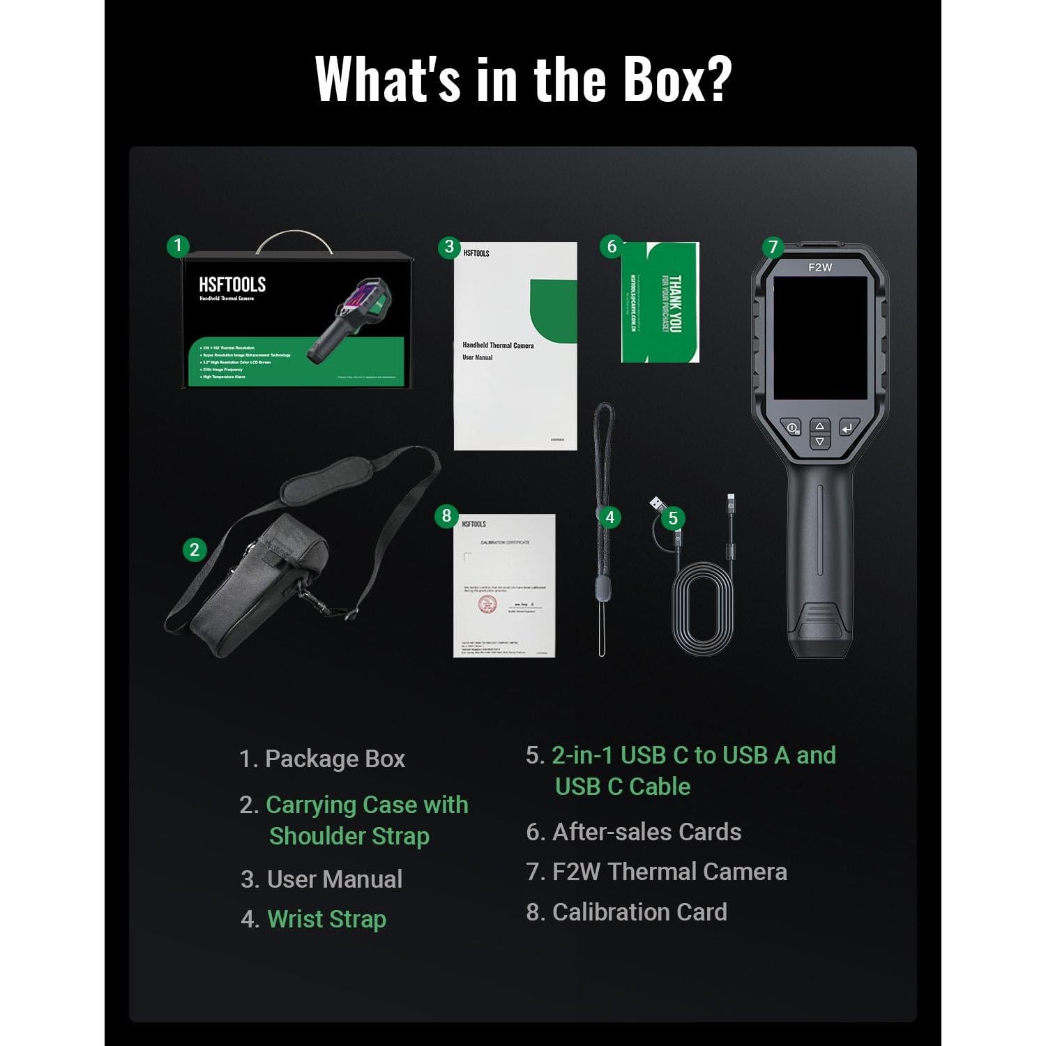 Cámara Térmica HSFTOOLS F2W 256x192 IR, 640x480, -20°C a 550°C