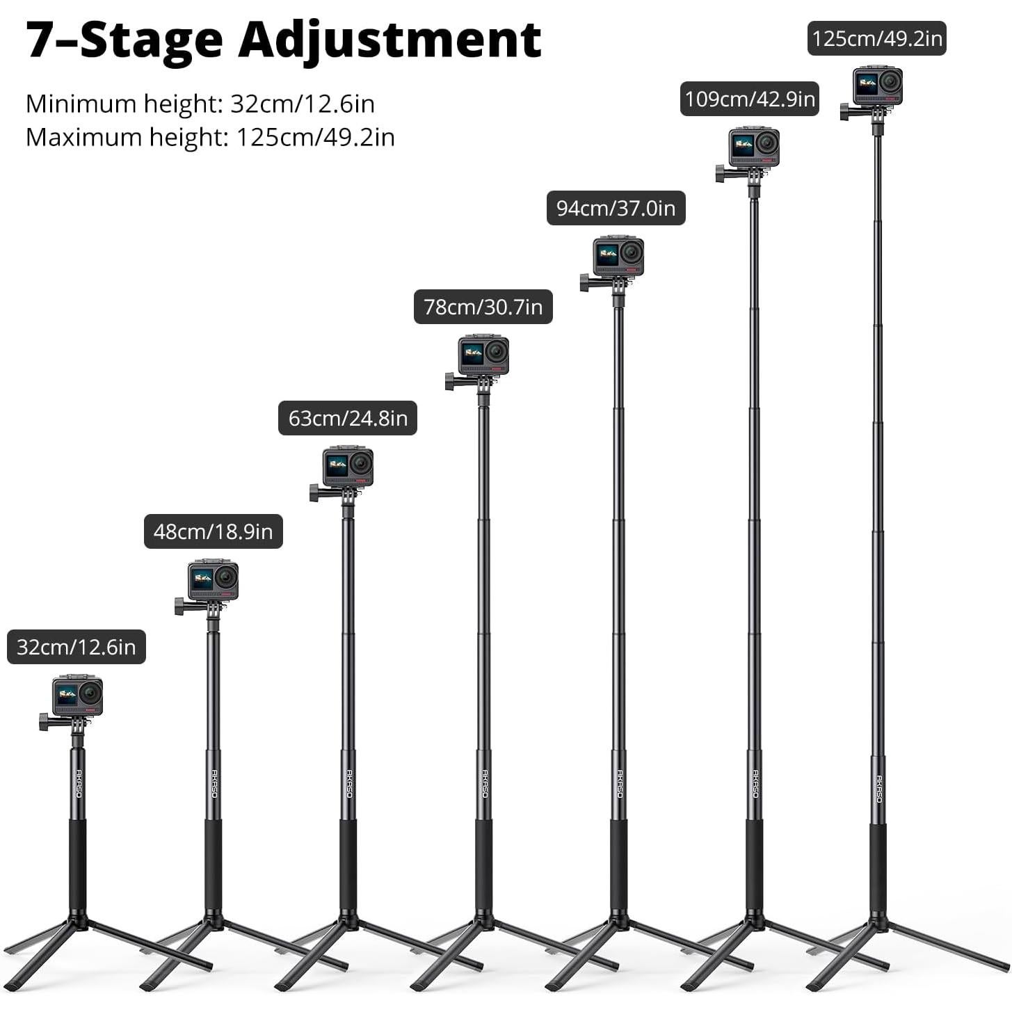 Palo de Selfie Trípode AKASO 120cm Compatible con GoPro