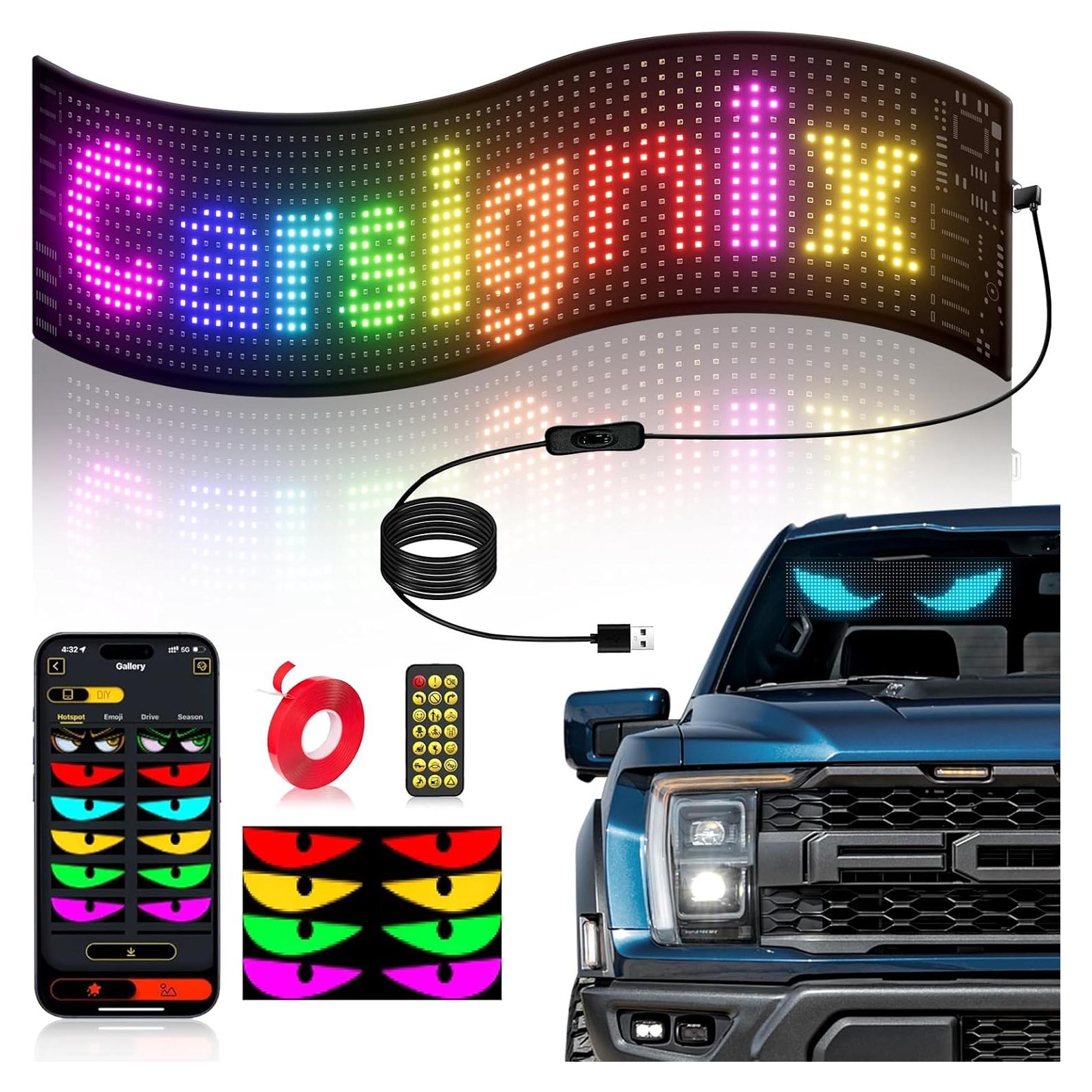 Cartel LED Programable Carsignix 15x4" Negro Impermeable