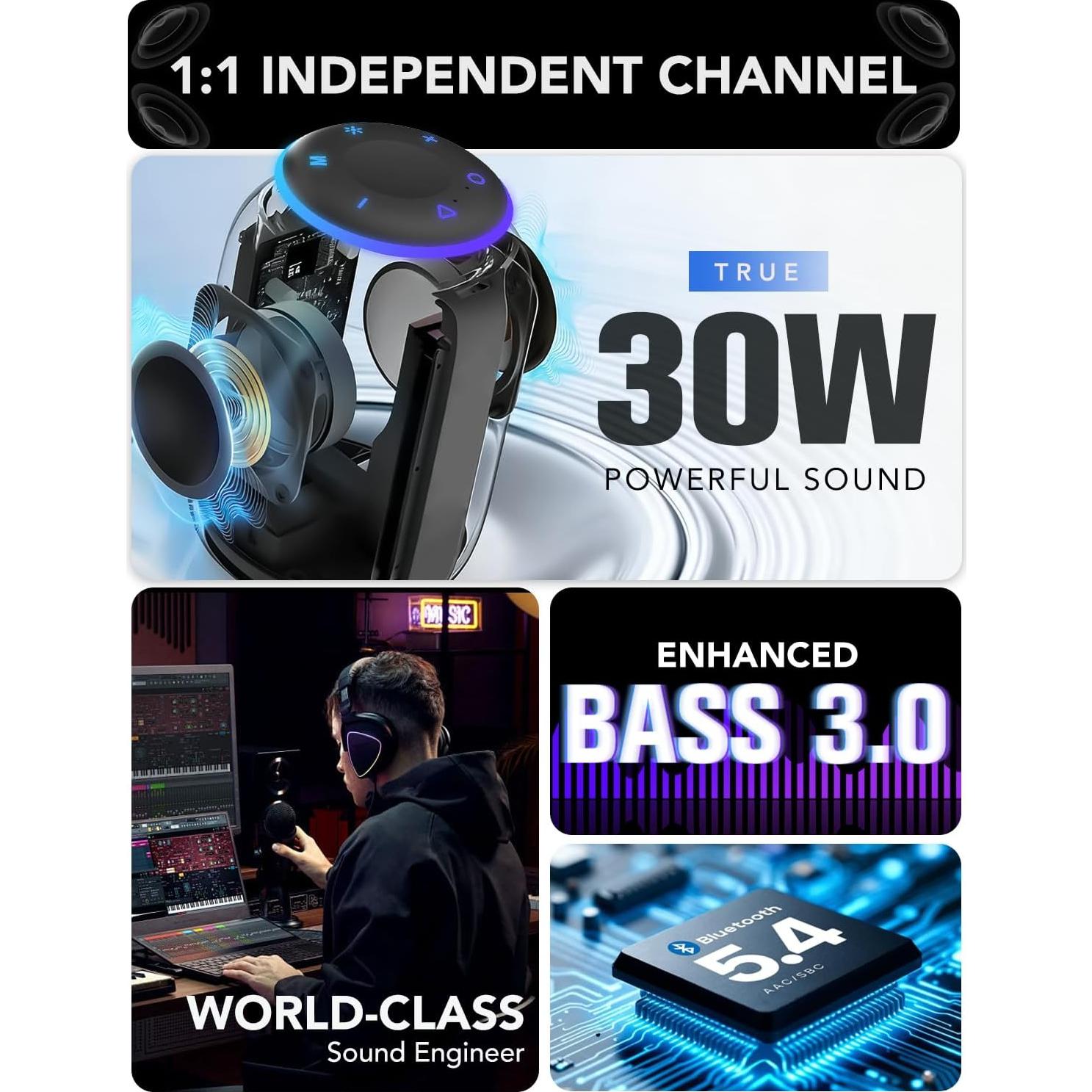 Altavoz Bluetooth Portátil Taopodo S7 30W Impermeable IPX7