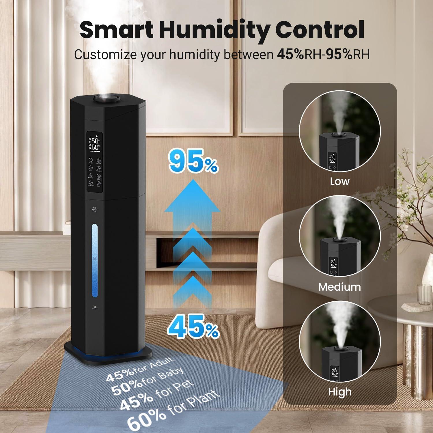 Humidificador GloryAir 9L Ultrasonido Niebla Fría y Cálida