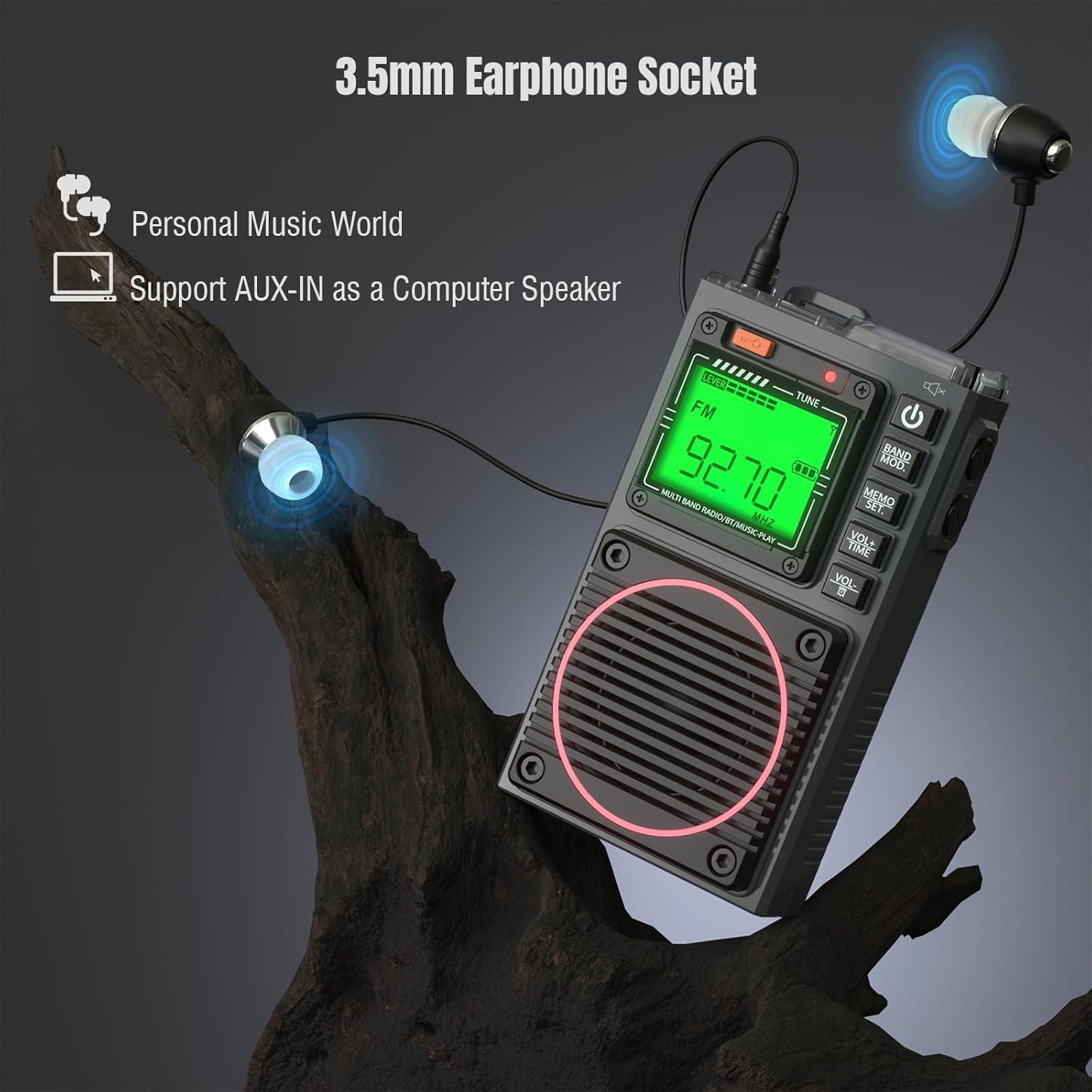 Radio Portátil Raddy RF75A AM/FM/VHF/SW con Control APP