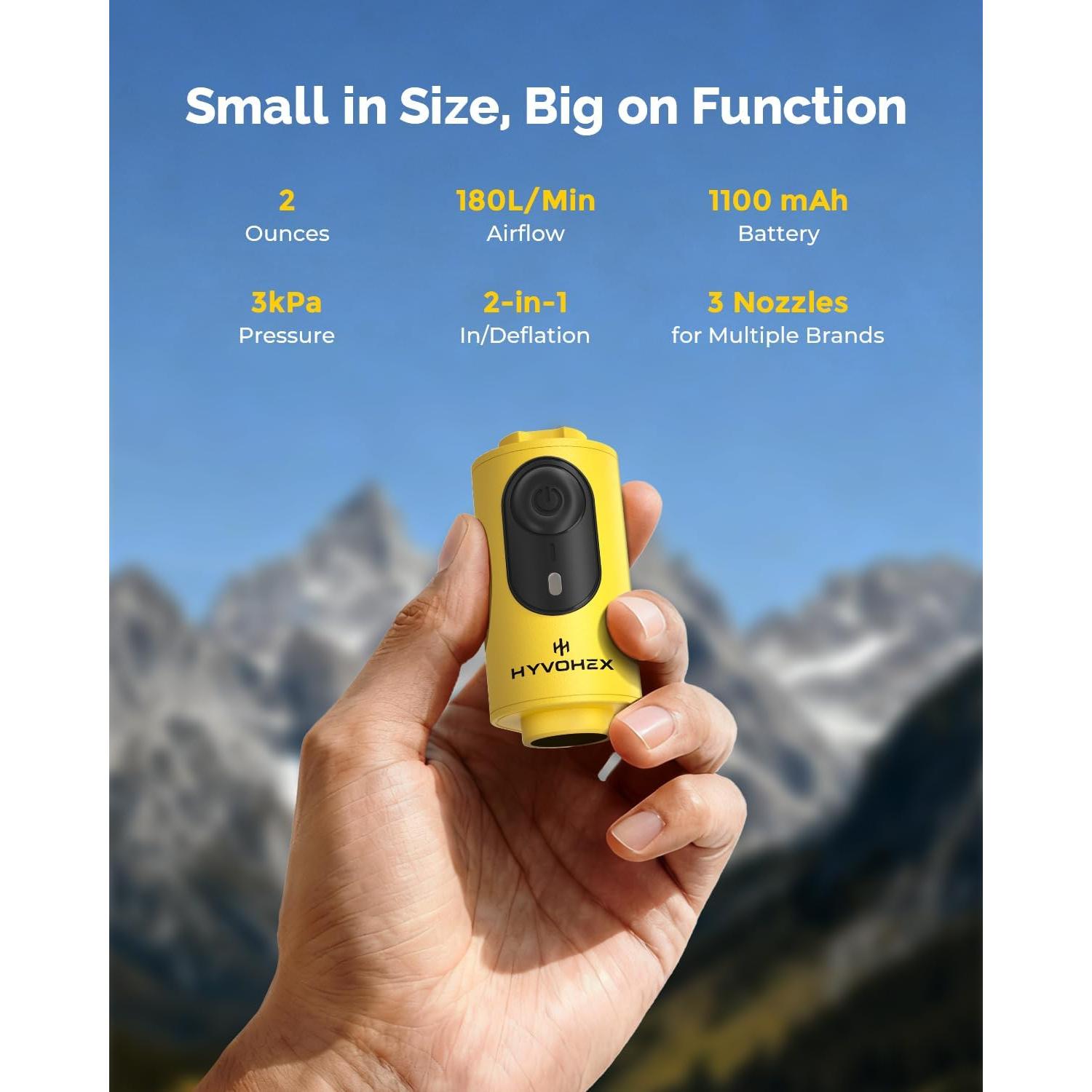 Bomba de Aire Eléctrica Portátil HYVOHEX HB1 180L/min Amarillo