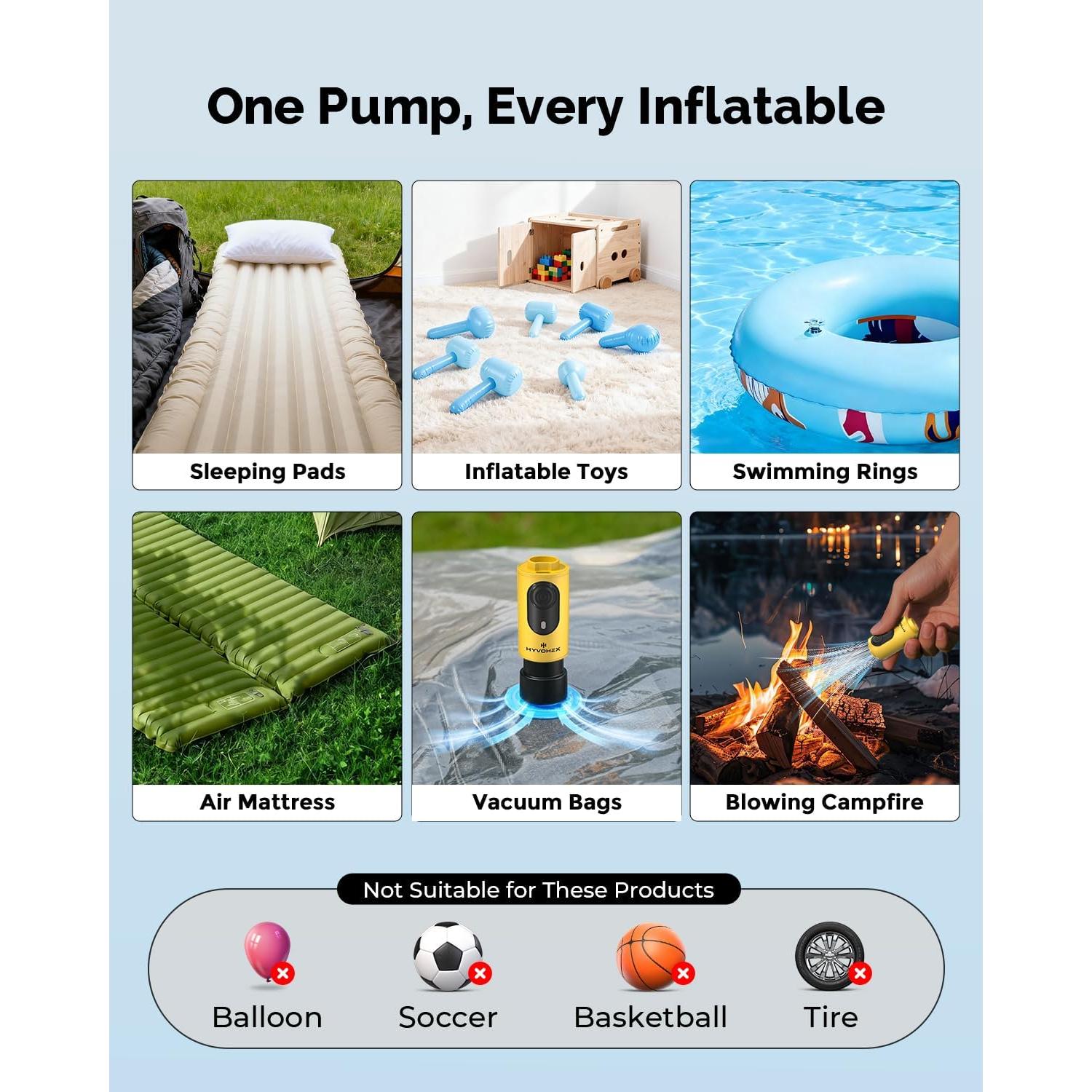 Bomba de Aire Eléctrica Portátil HYVOHEX HB1 180L/min Amarillo