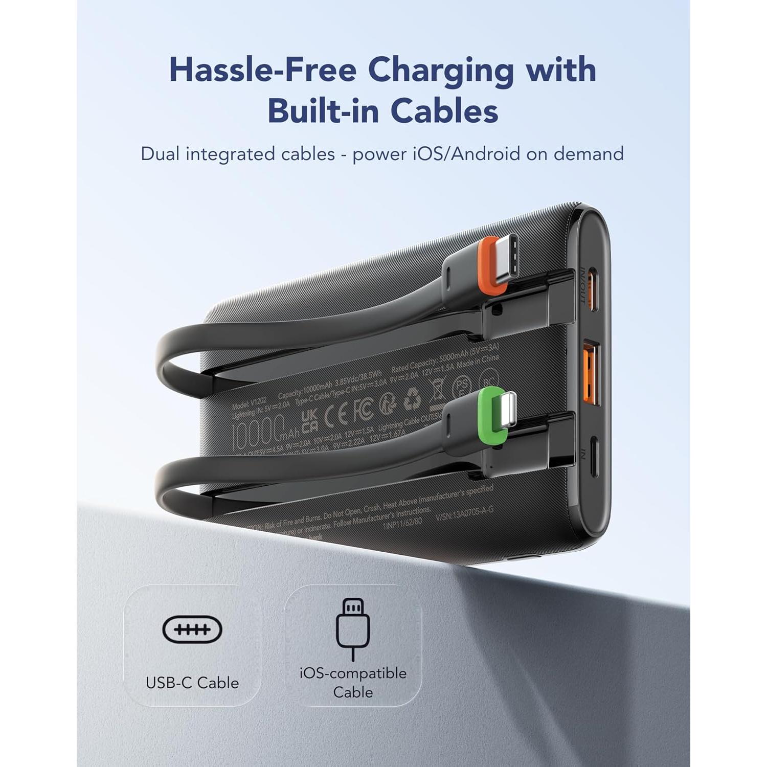 Cargador Portátil VEGER 10000mAh Carga Rápida 22.5W USB-C