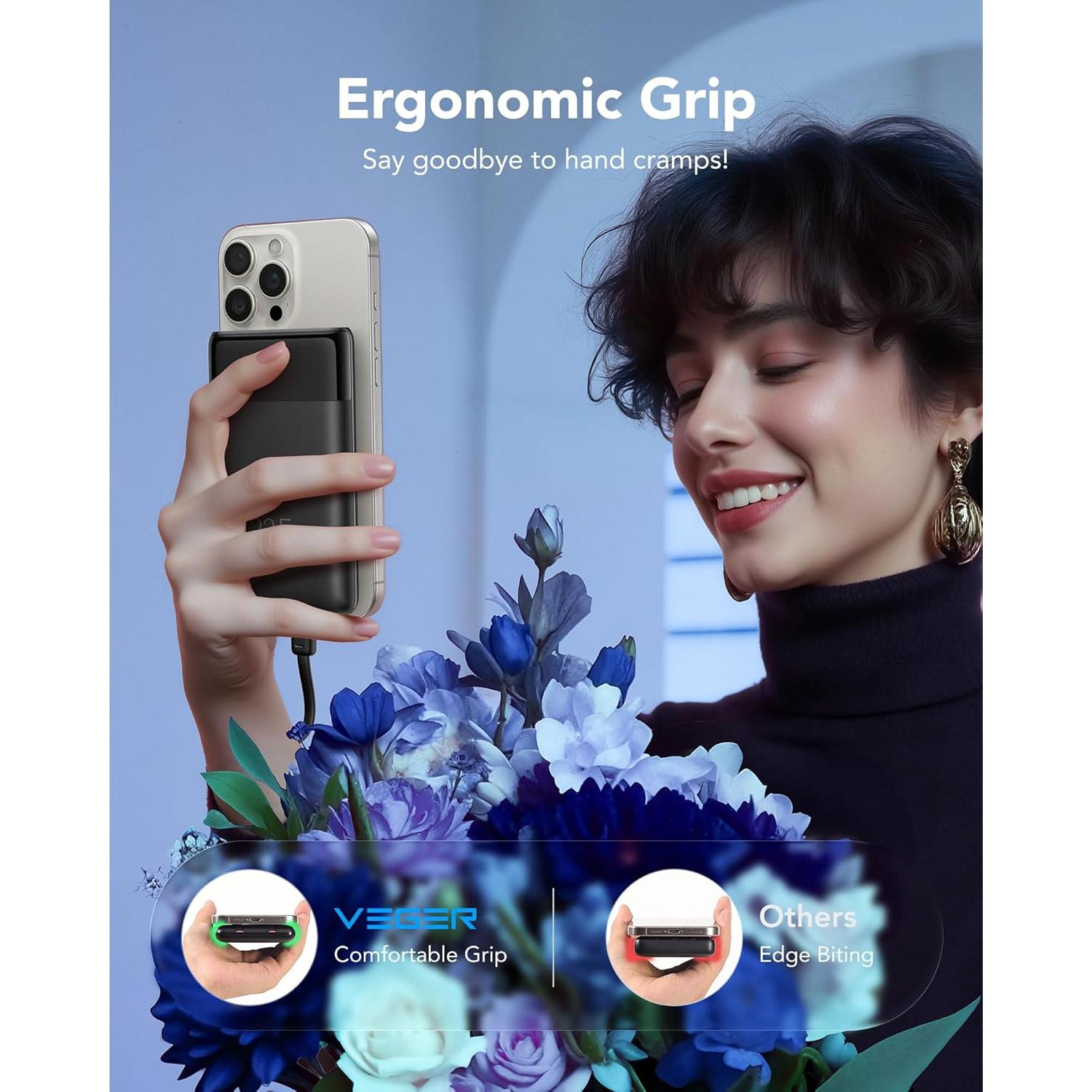 Cargador Portátil VEGER 10000mAh Carga Rápida 22.5W USB-C