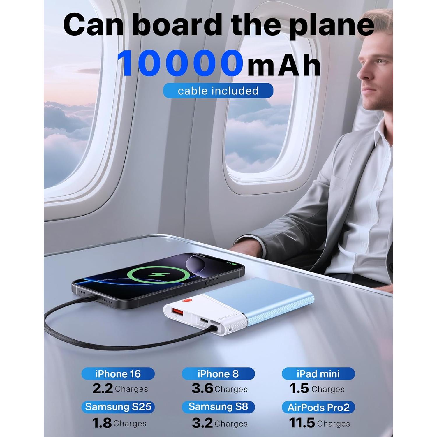 Cargador Portátil Power Bank 10000mAh 22.5W PD Azul