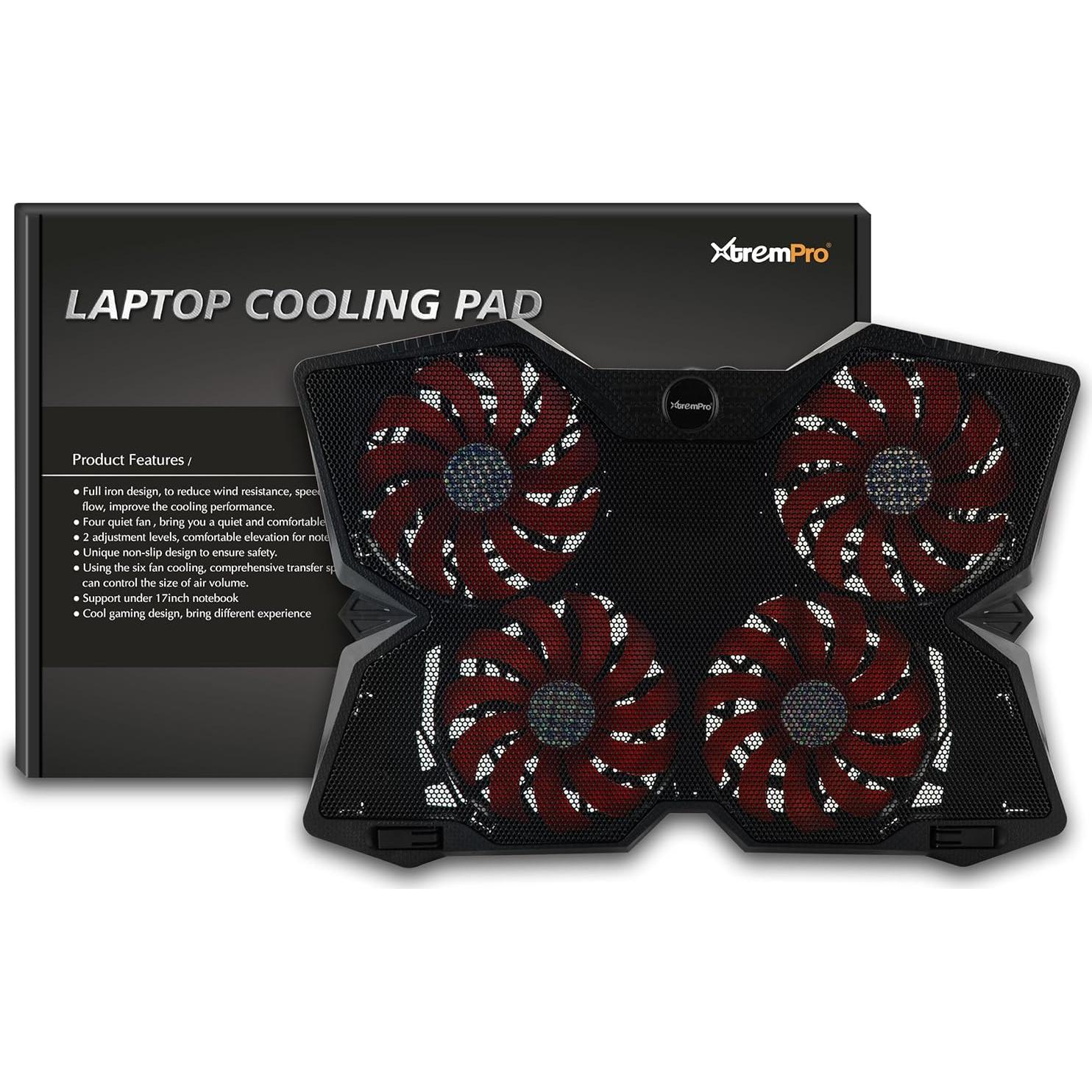 Enfriador de Laptop Xtrempro 11148, 4 Ventiladores LED, 43.18 cm