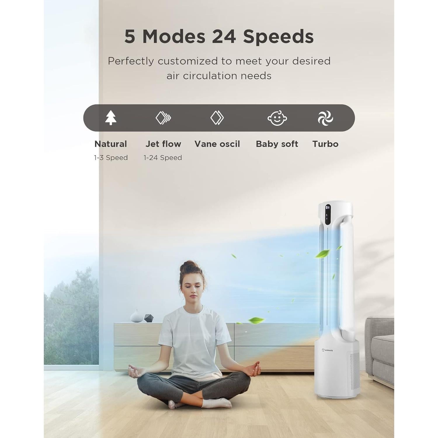 Purificador de Aire AIRMATE AIR4-F-1 Torre 45" 1500 CFM Blanco