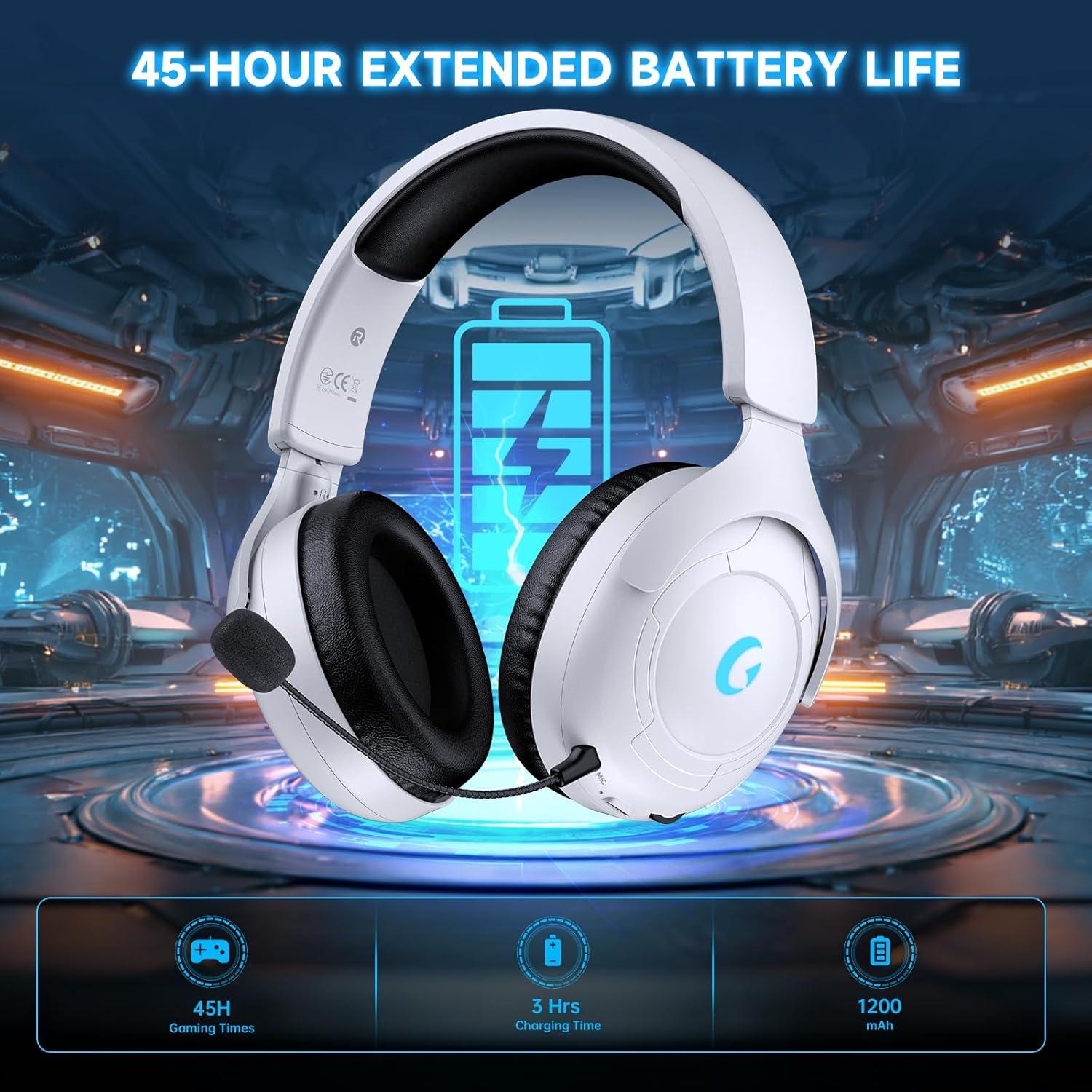 Auriculares Gaming Inalámbricos Rumoon 01, 45H Batería, Sonido 3D