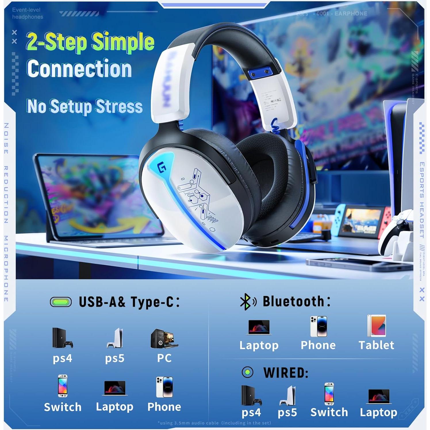 Auriculares Inalámbricos Buwnia G6000 7.1 para PS5/PC/Sw