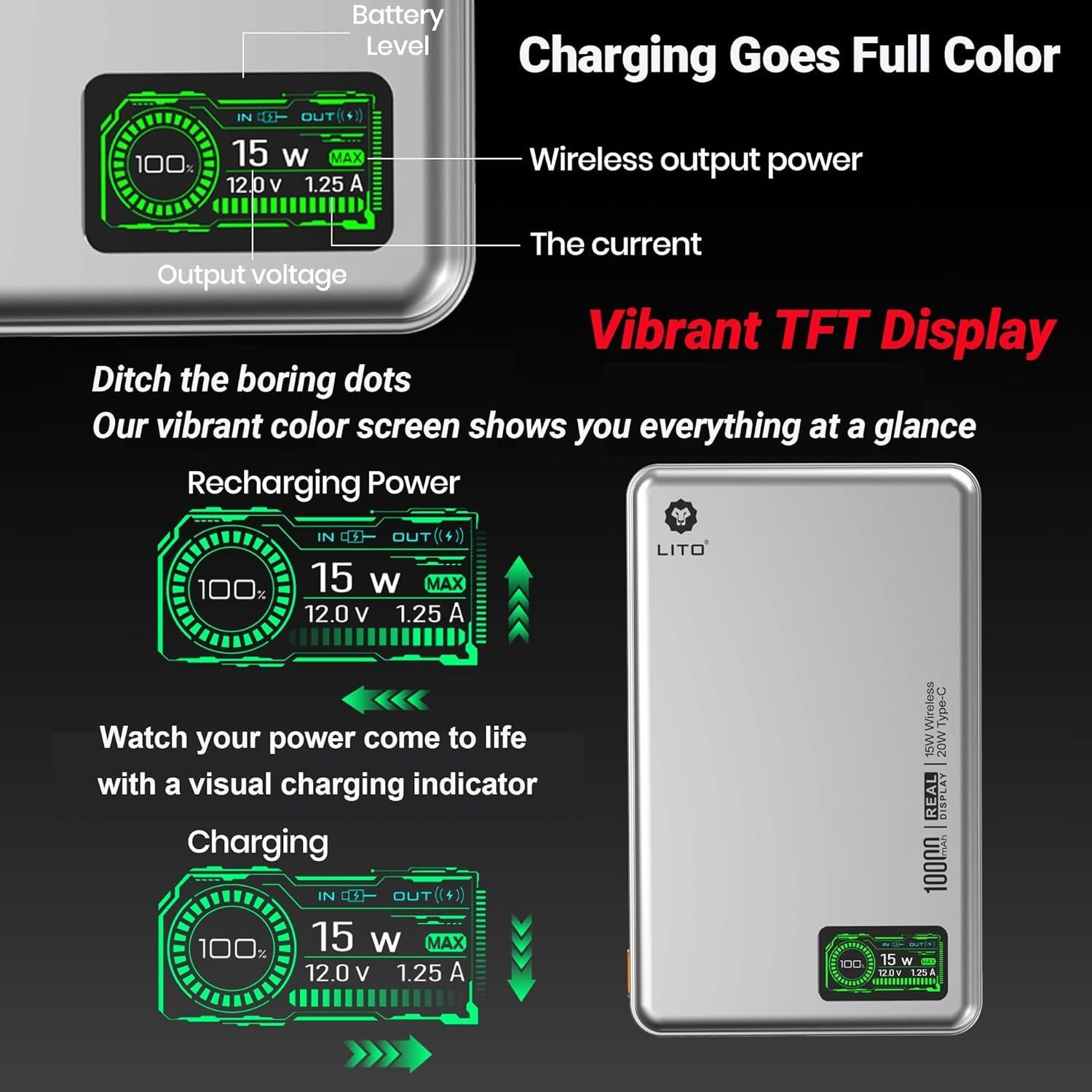 Batería Portátil Magnética LITO 10000mAh Carga Rápida 20W