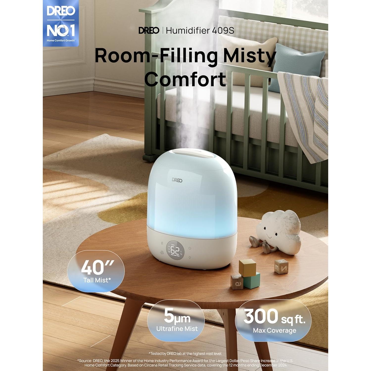 Humidificador DREO HM409S 3L Ultrasonido Blanco 28dB