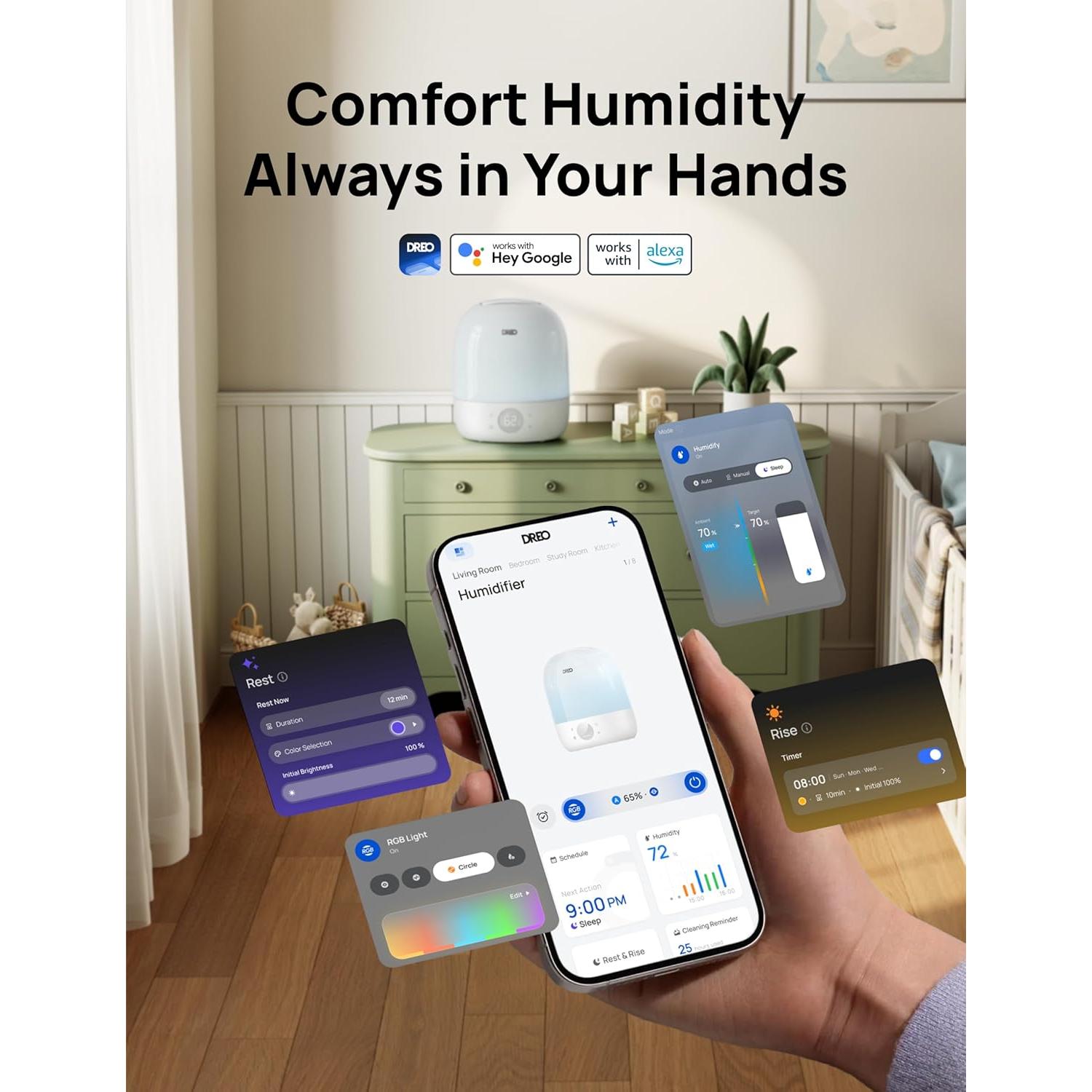 Humidificador DREO HM409S 3L Ultrasonido Blanco 28dB