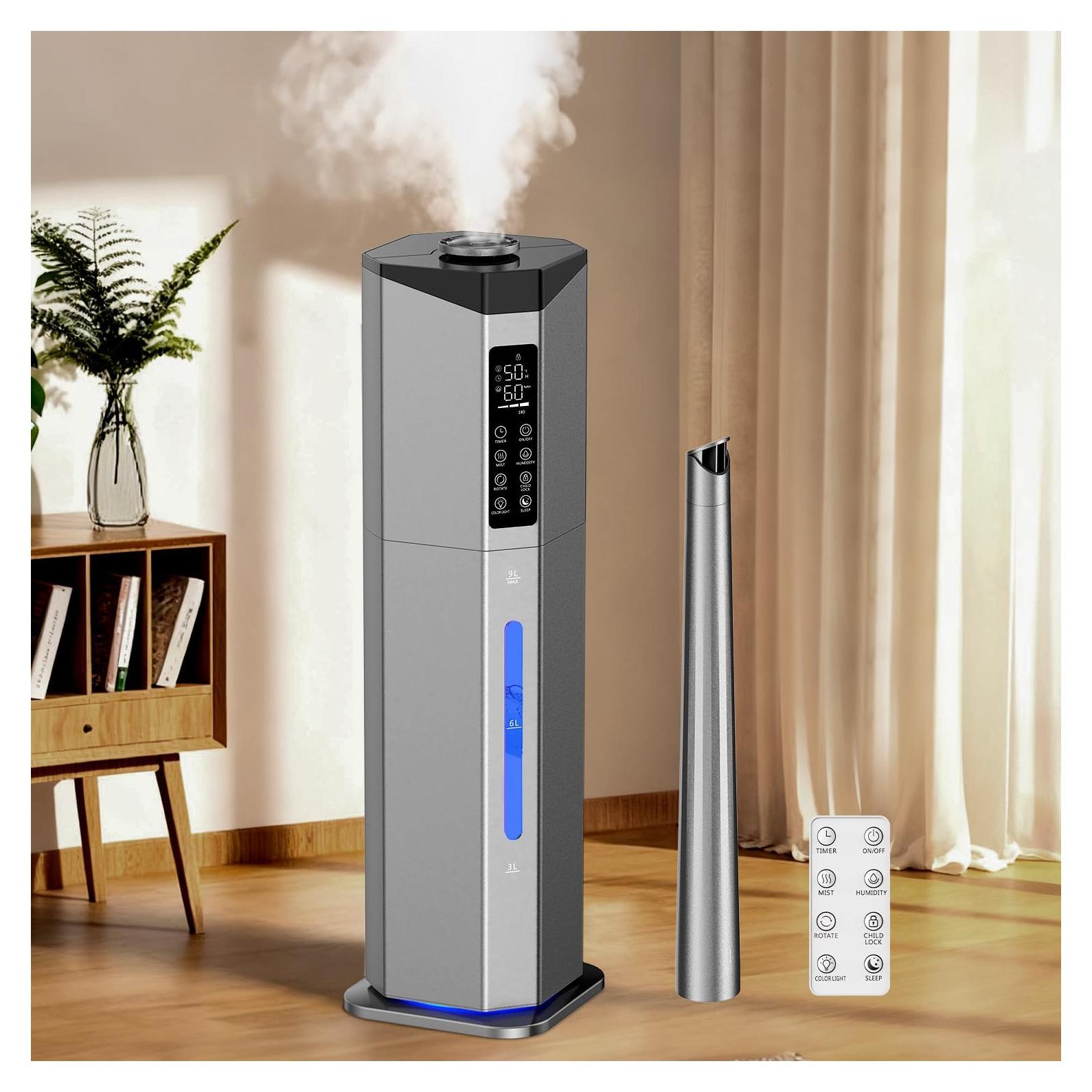 Humidificador GloryAir 9L Doble Atomizador para Habitaciones Grandes