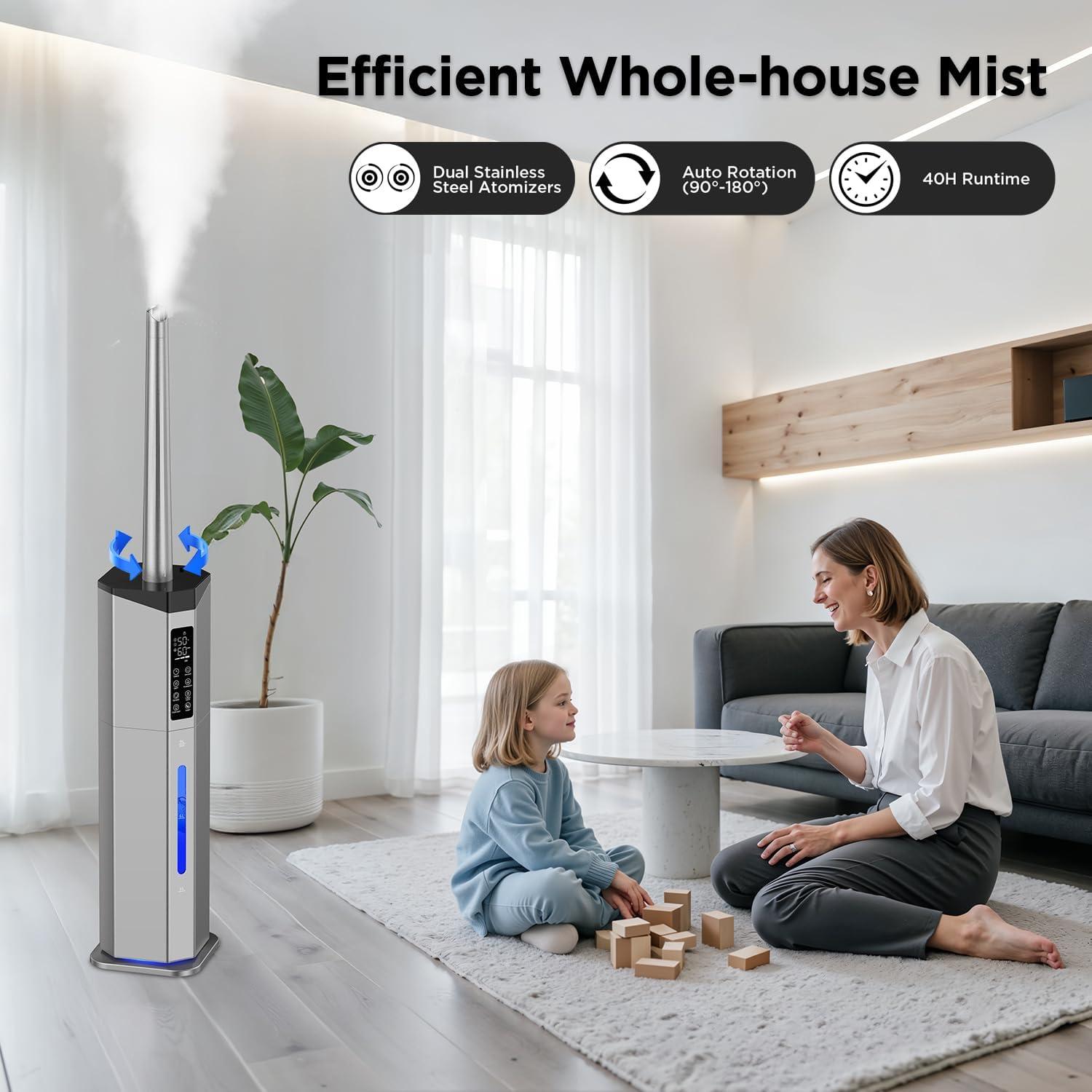 Humidificador GloryAir 9L Doble Atomizador para Habitaciones Grandes