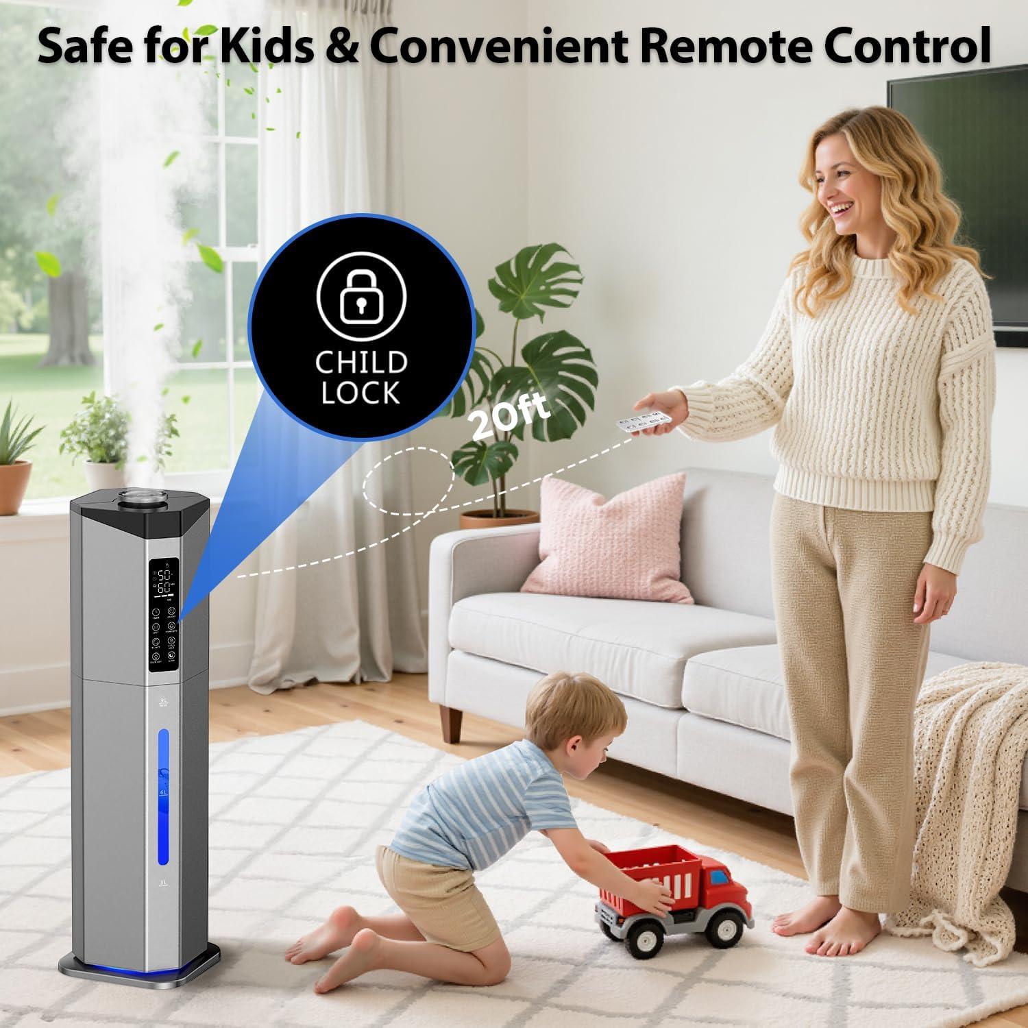 Humidificador GloryAir 9L Doble Atomizador para Habitaciones Grandes