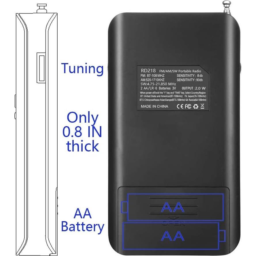 Radio de Onda Corta CLOOBLUT RD218 FM/AM/SW Compacta