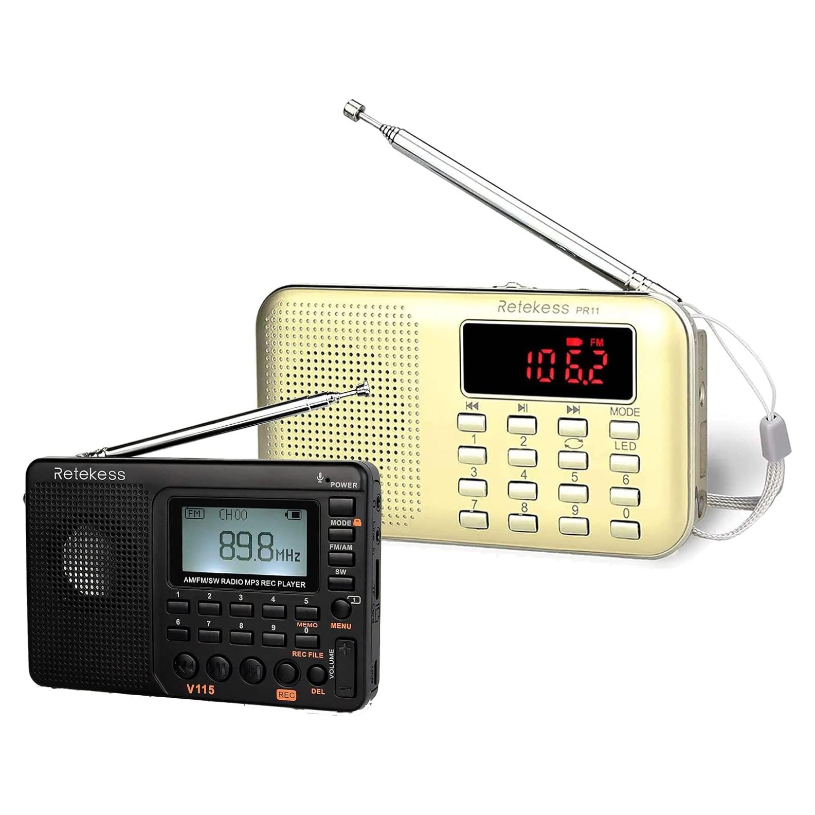 Radio Digital Portátil Retekess V115 AM FM con Grabación