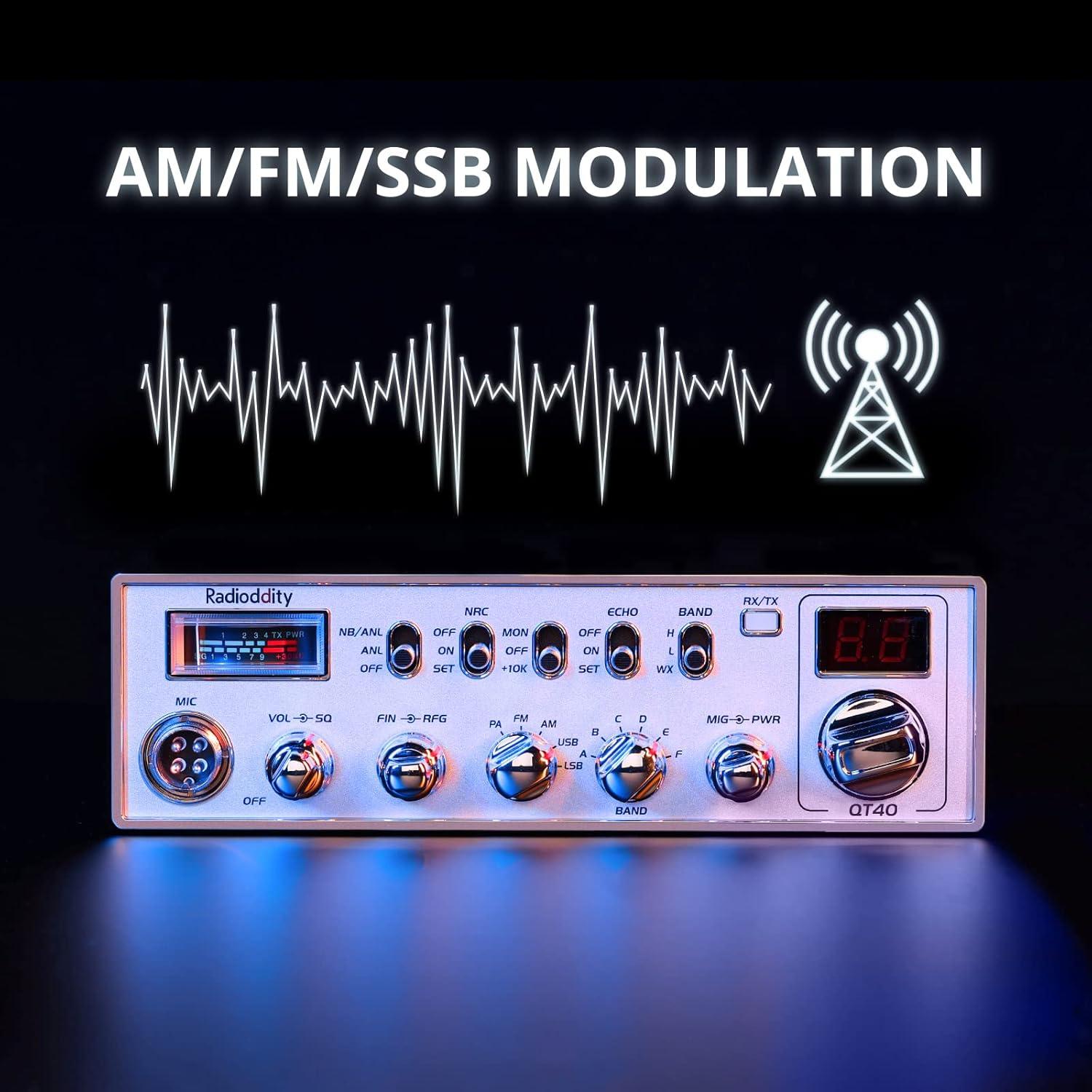 Radio de Ham Radioddity QT40 10 Metros 40W con NOAA