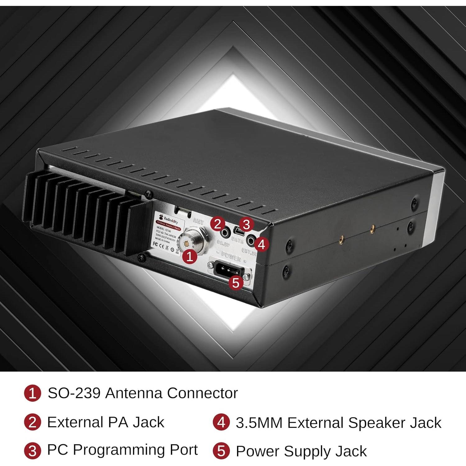 Radio de Ham Radioddity QT40 10 Metros 40W con NOAA