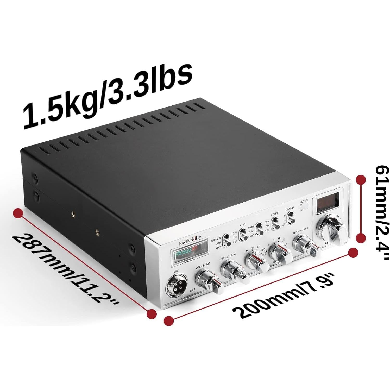 Radio de Ham Radioddity QT40 10 Metros 40W con NOAA