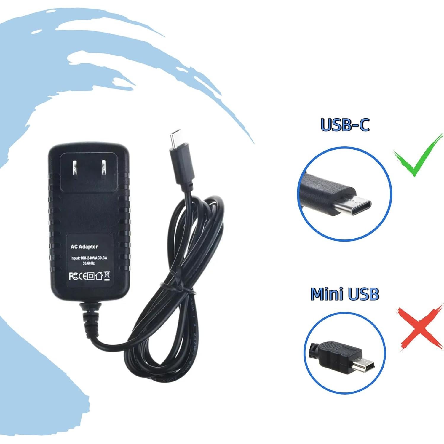 Adaptador de CA W&T para Raddy RE40 Radio de Emergencia USB-C
