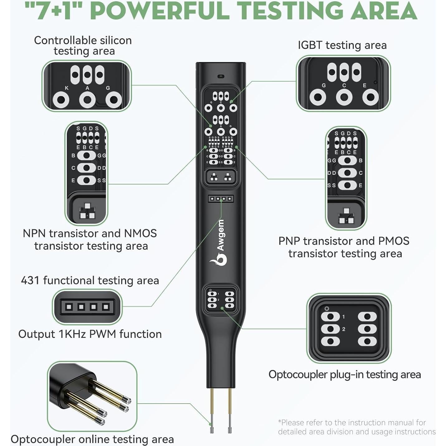 Probador de Transistores y Optoacopladores Awgem TO2p LED