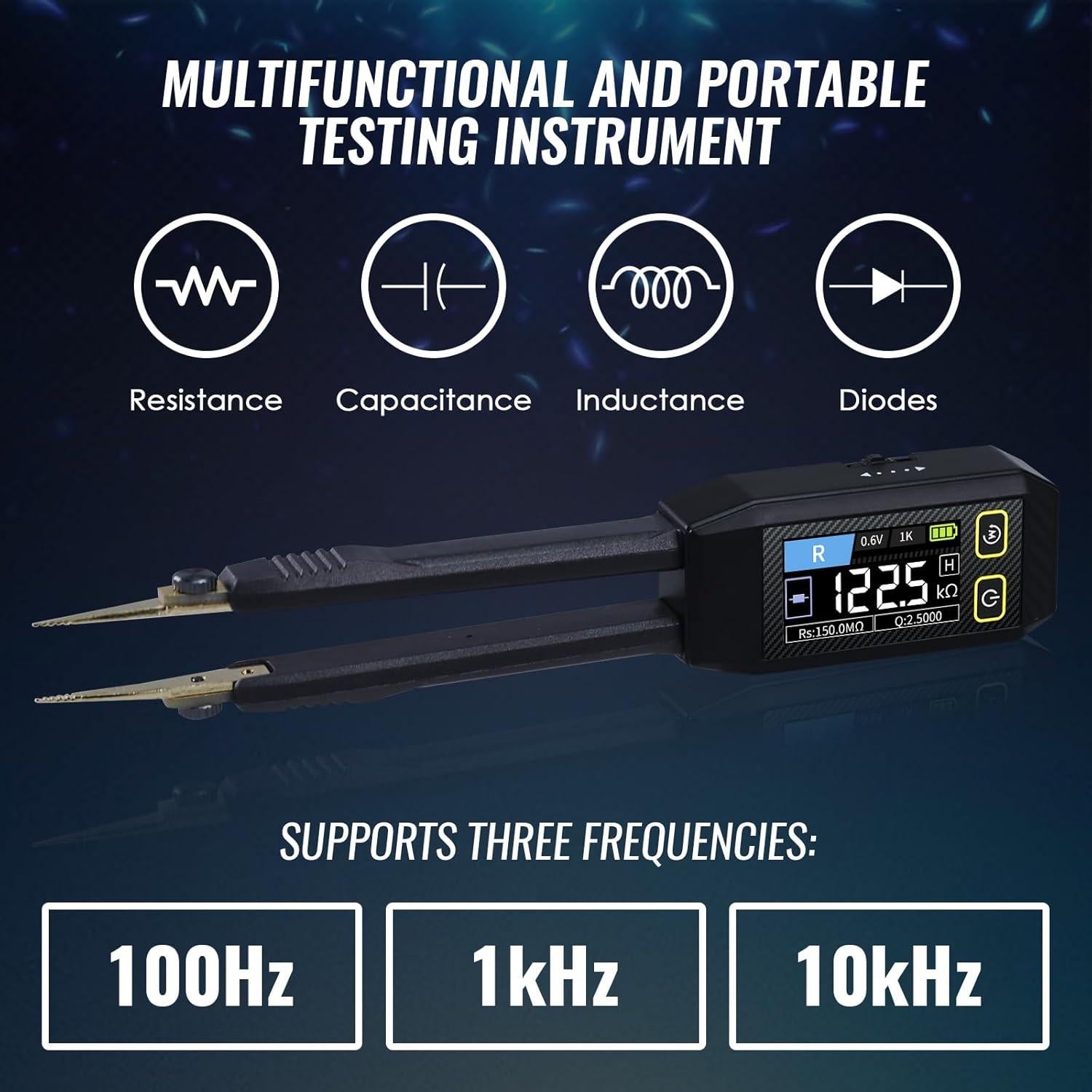 Medidor LCR Tekcoplustd TK508PLUS 10kHz Pinzas Compacto