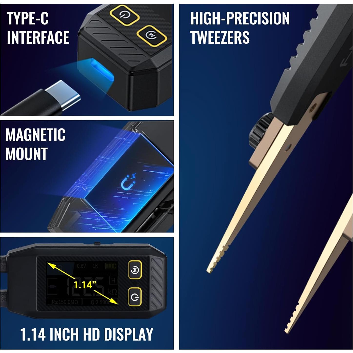 Medidor LCR Tekcoplustd TK508PLUS 10kHz Pinzas Compacto