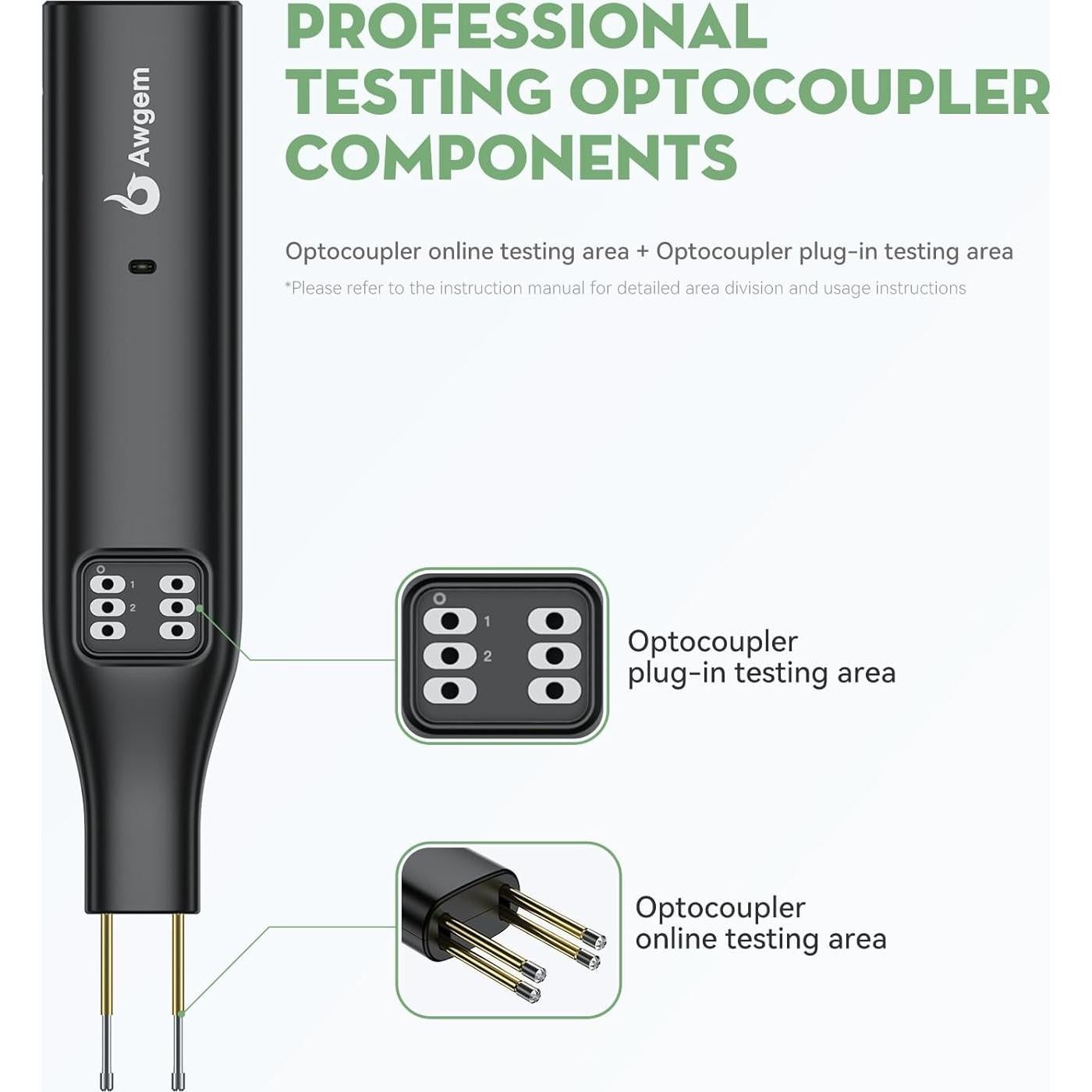 Probador de Transistores y Optoacopladores Awgem TO1p Portátil