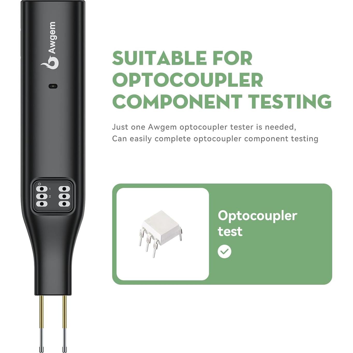 Probador de Transistores y Optoacopladores Awgem TO1p Portátil
