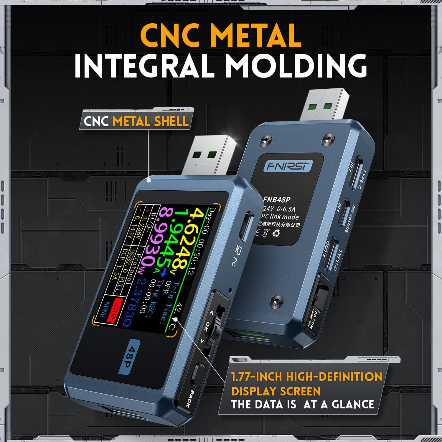 Probador USB FNIRSI FNB48P 4-24V 6.5A Pantalla LCD Color