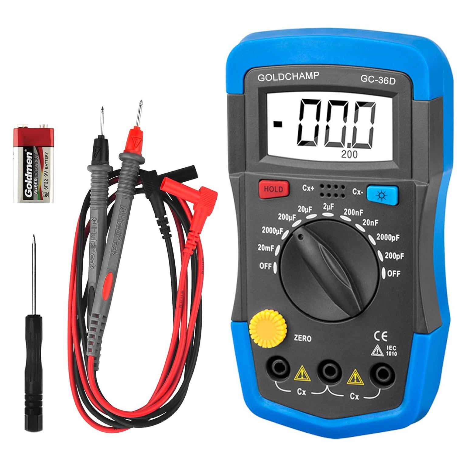 Multímetro Medidor de Capacitancia GOLDCHAMP GCUS-36D 200pF-20mF