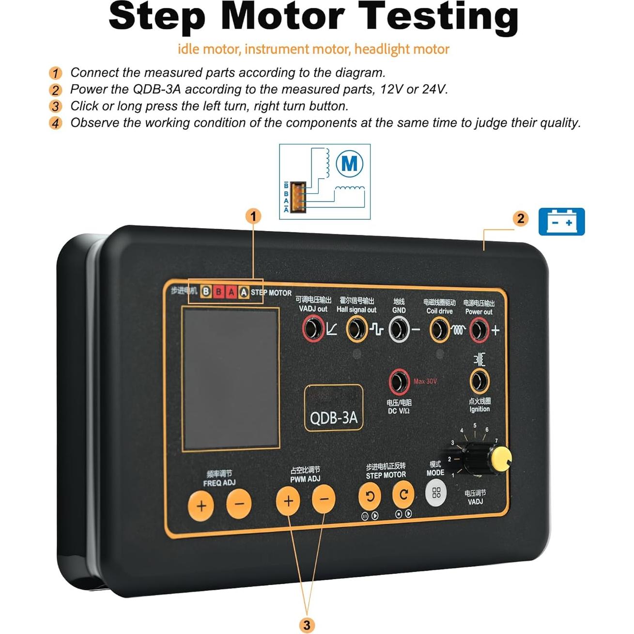 Probador de Bobina de Encendido RQG QDB-3A 12V-24V Pantalla Color