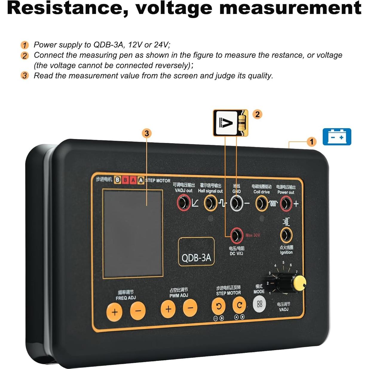 Probador de Bobina de Encendido RQG QDB-3A 12V-24V Pantalla Color