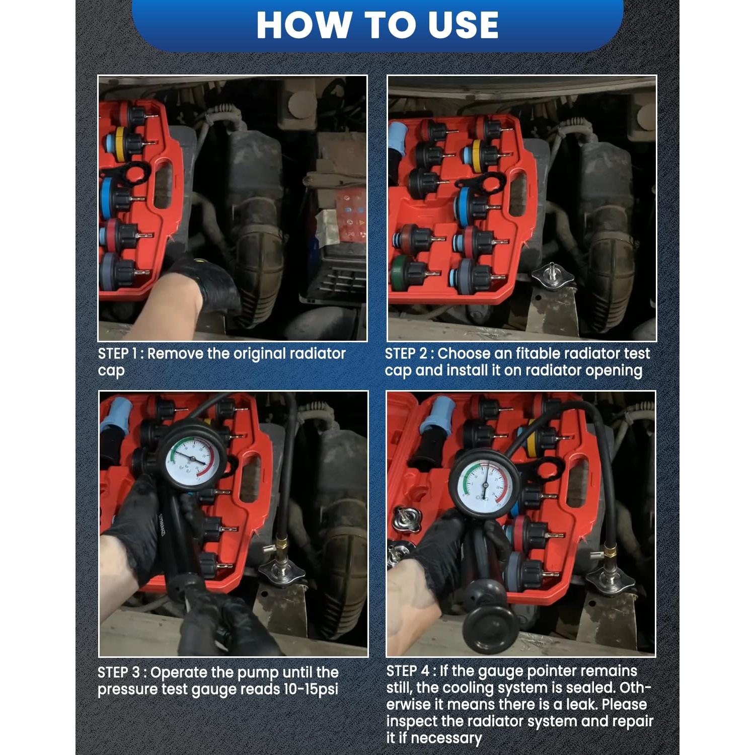 Kit de Probador de Presión de Refrigerante SIXIWANZI 18 Piezas