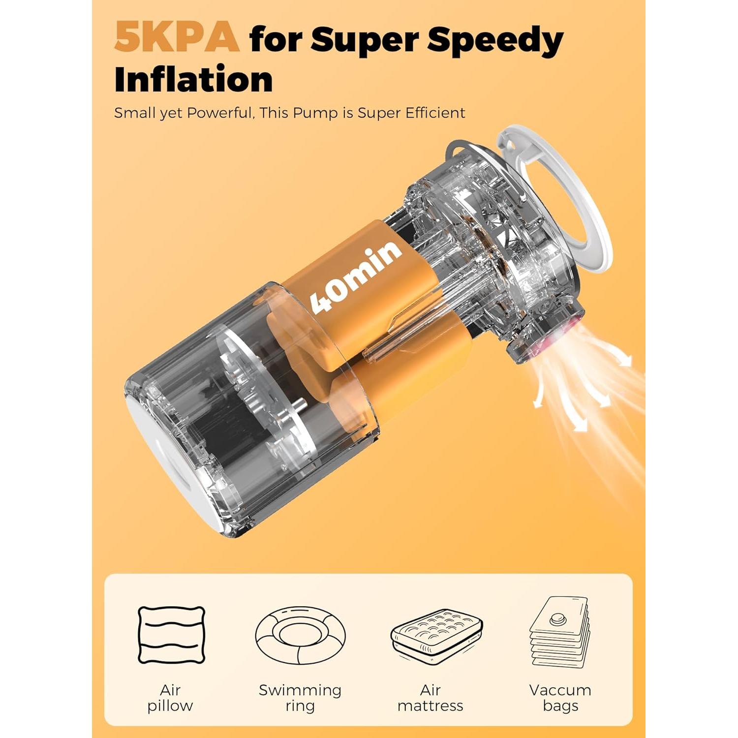 Bomba de Aire Eléctrica Portátil ROCKBROS 1500mAh Inflar/Desinflar