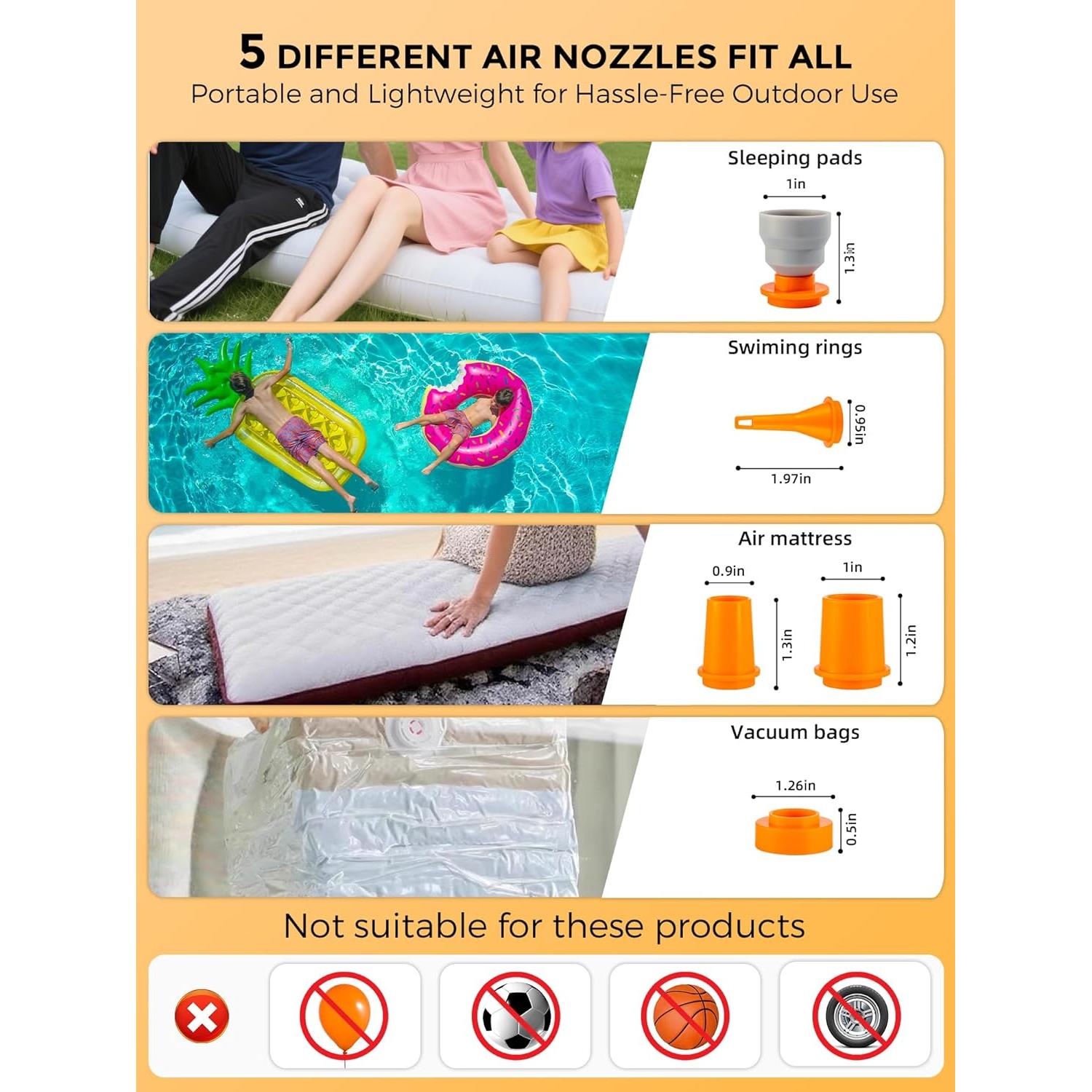 Bomba de Aire Eléctrica Portátil ROCKBROS 1500mAh Inflar/Desinflar