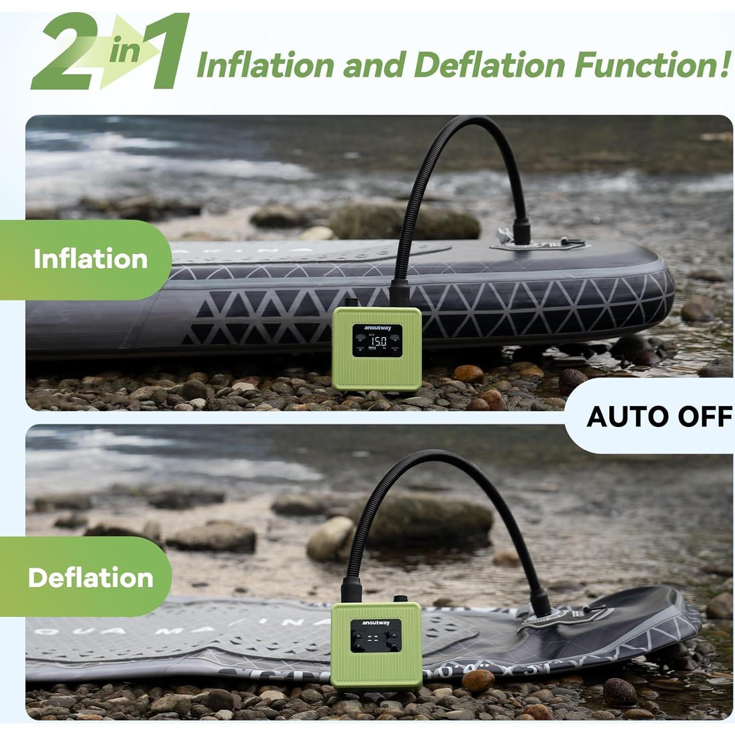 Bomba Eléctrica SUP Anoutway 20PSI Doble Etapa Compacta