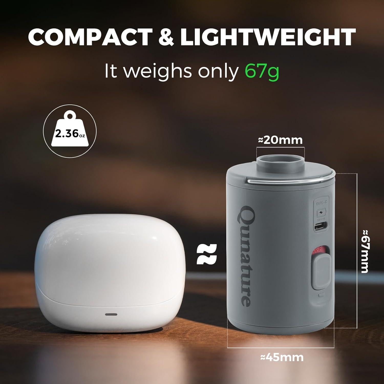 Bomba de Aire Portátil QUNATURE 4KPa Recargable 800mAh