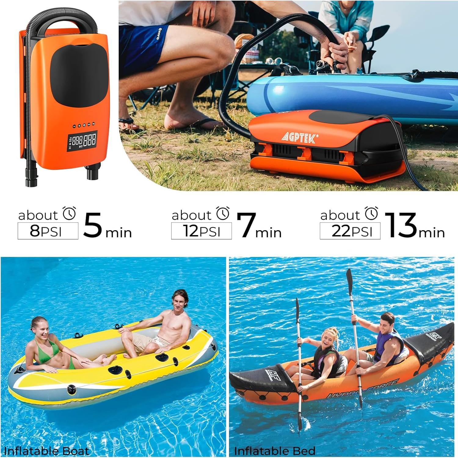 Bomba de Aire Eléctrica AGPTEK 22 PSI para Tabla de Paddle