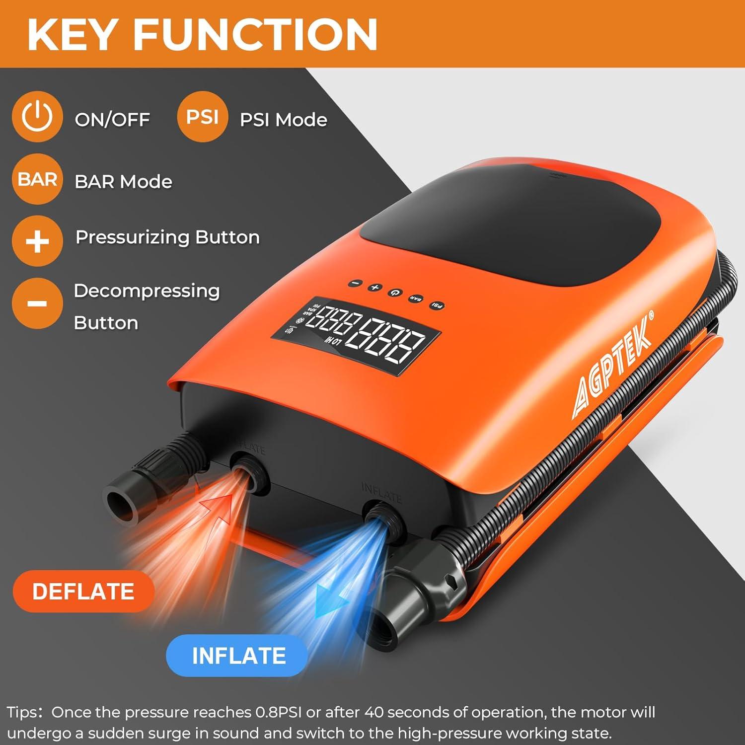 Bomba de Aire Eléctrica AGPTEK 22 PSI para Tabla de Paddle