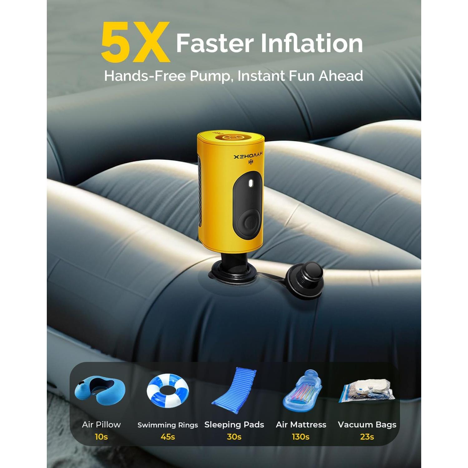 Bomba de Aire Eléctrica HYVOHEX HB2 4000mAh 360L/min Amarillo