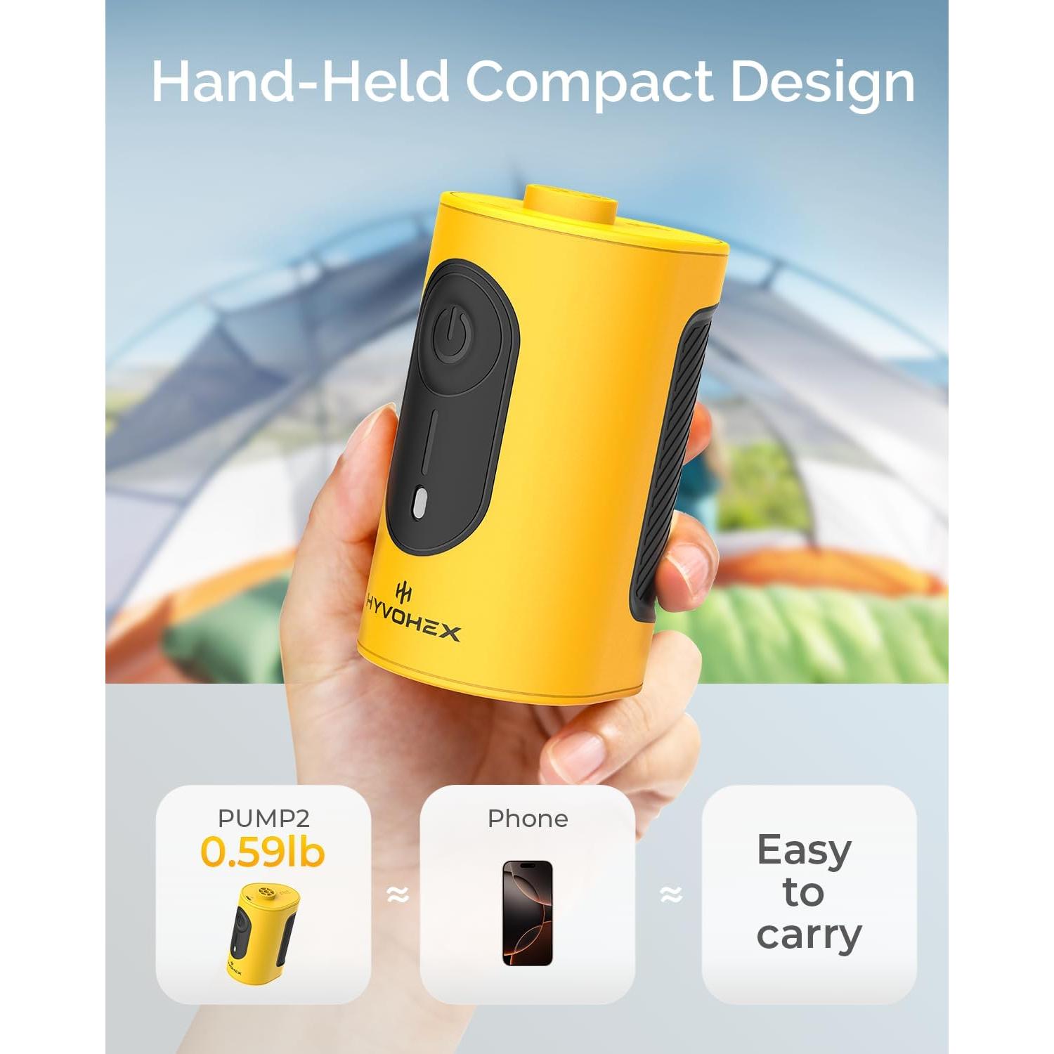 Bomba de Aire Eléctrica HYVOHEX HB2 4000mAh 360L/min Amarillo