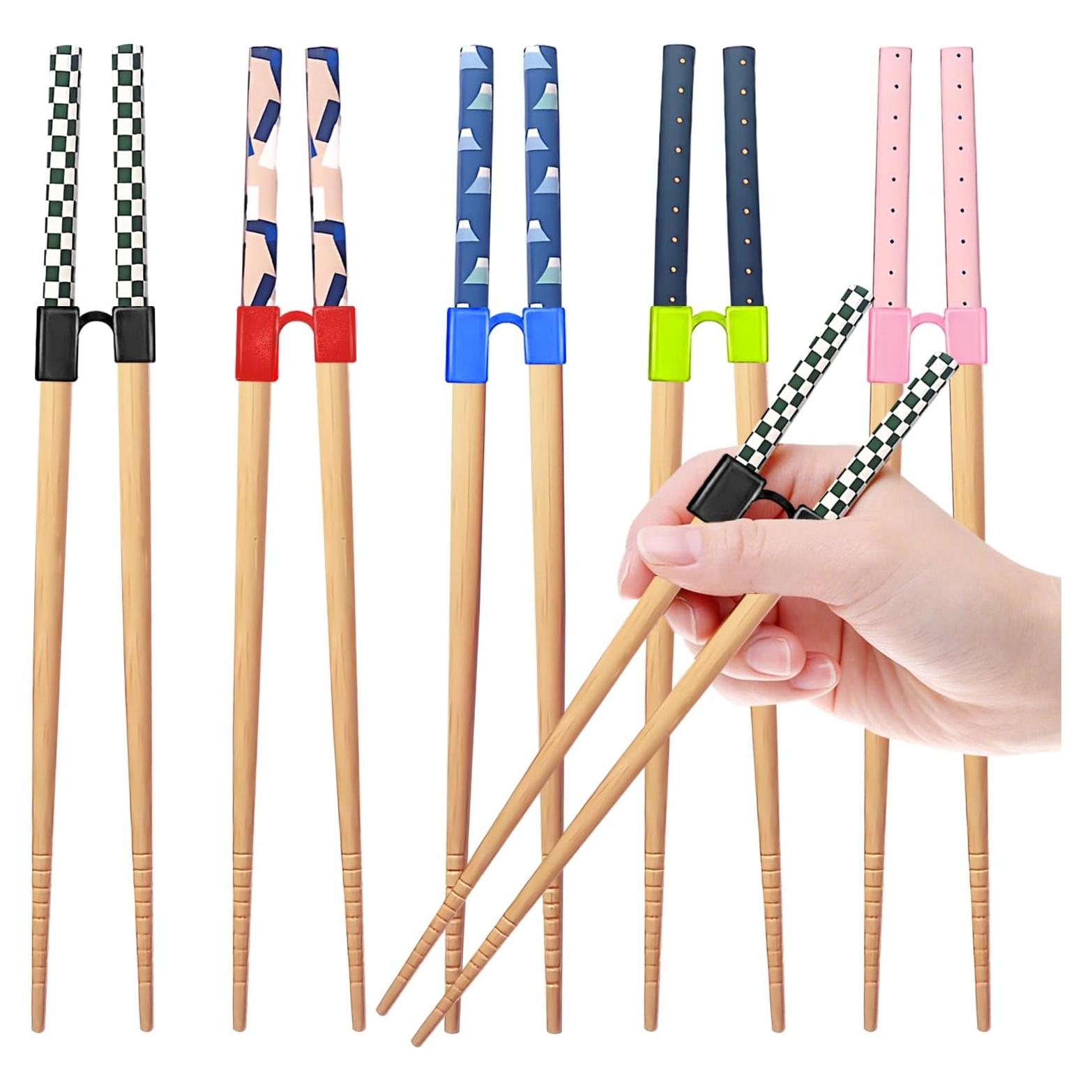 5 Pares de Palillos Reutilizables EAEDMY 22.5cm para Aprender