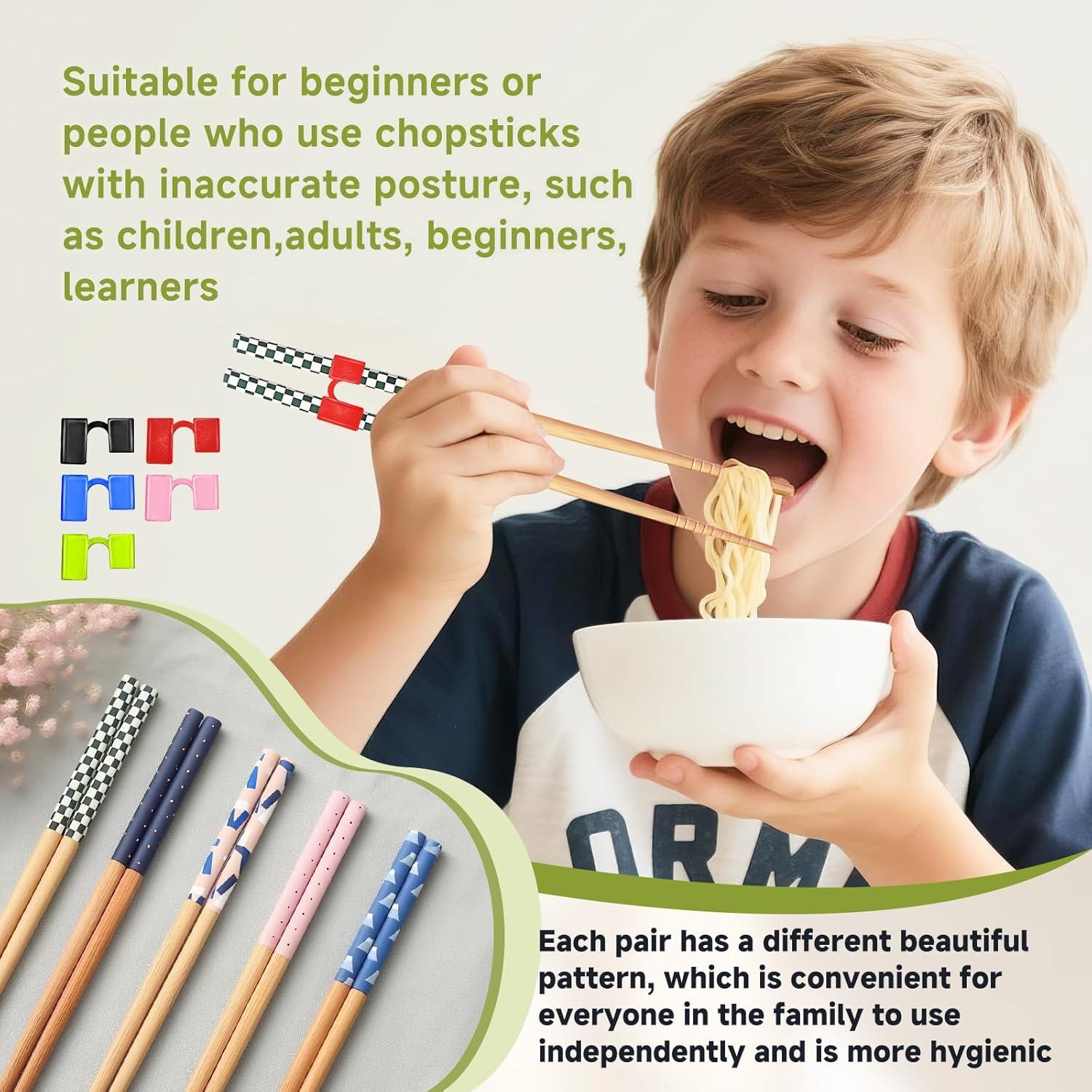 5 Pares de Palillos Reutilizables EAEDMY 22.5cm para Aprender