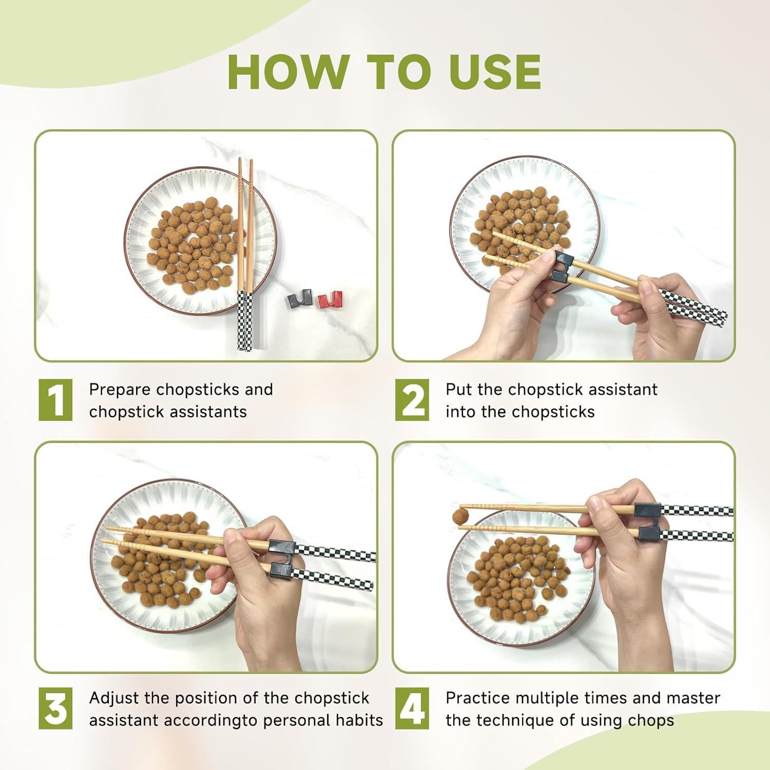 5 Pares de Palillos Reutilizables EAEDMY 22.5cm para Aprender